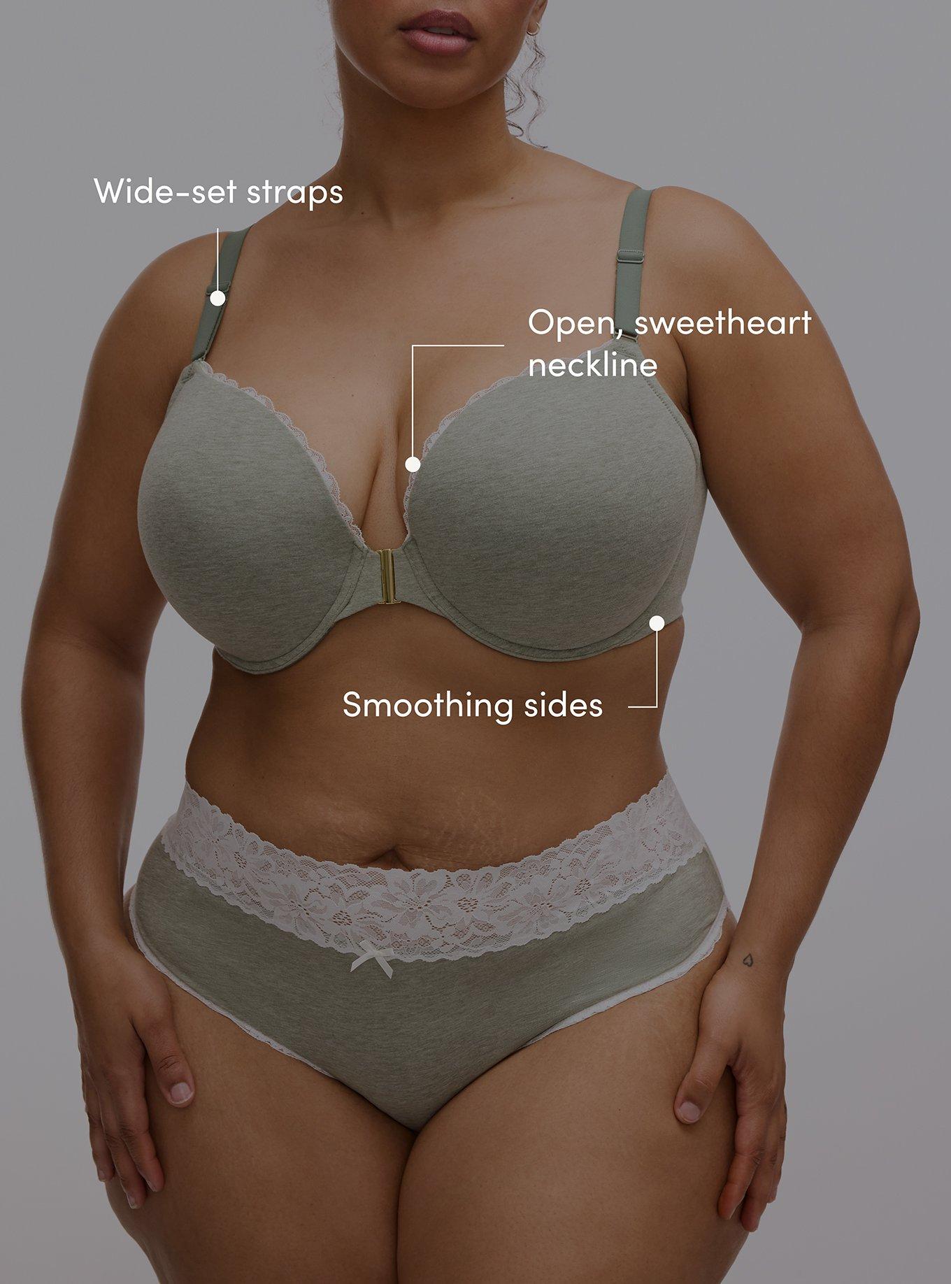 Perfect Coverage Cotton Push-Up Front-Close Bra, AGAVE GREEN HEATHER, alternate
