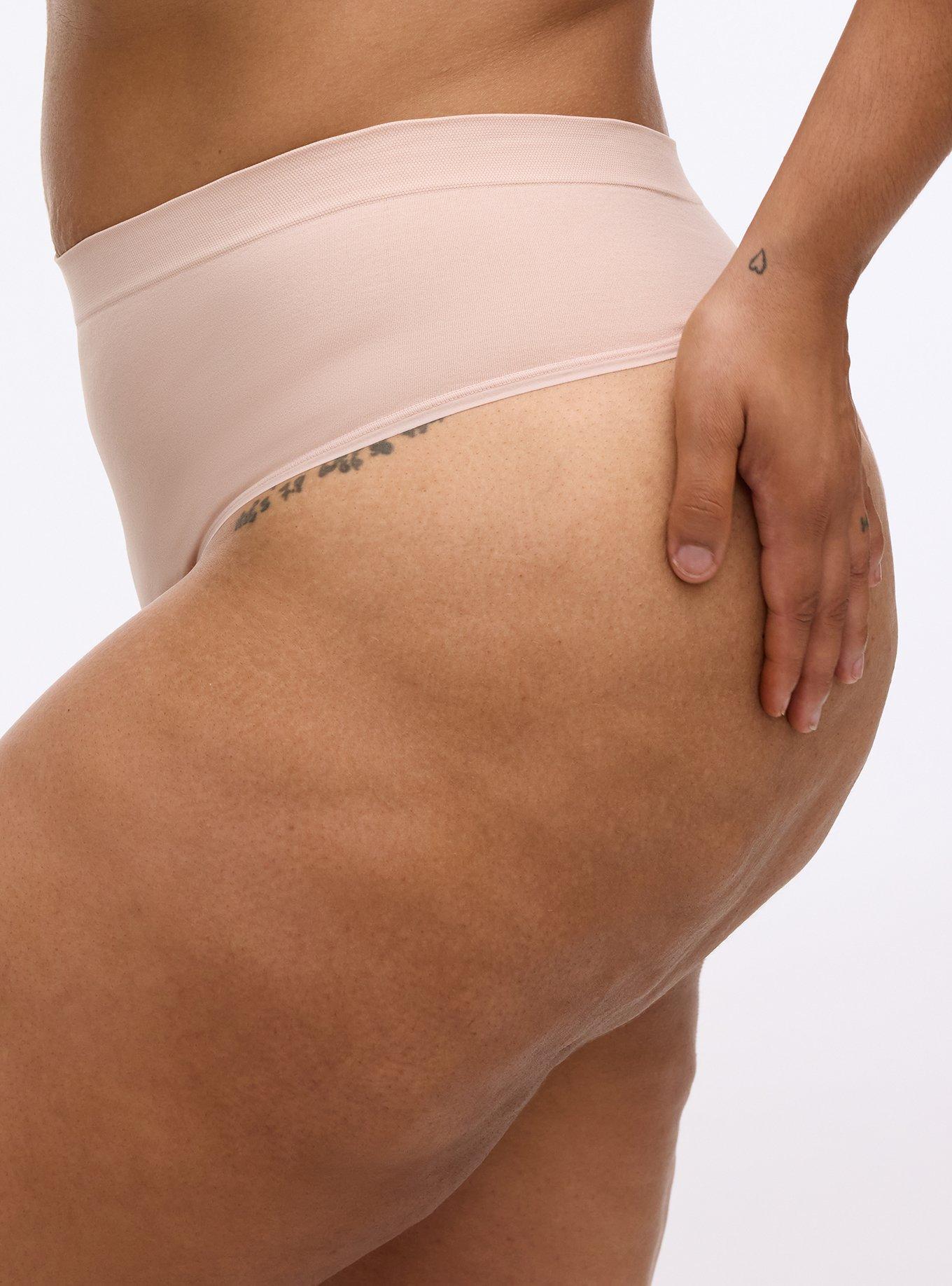 Plus Size Seamless Smooth Mid-Rise Thong Panty, ROSE DUST, alternate
