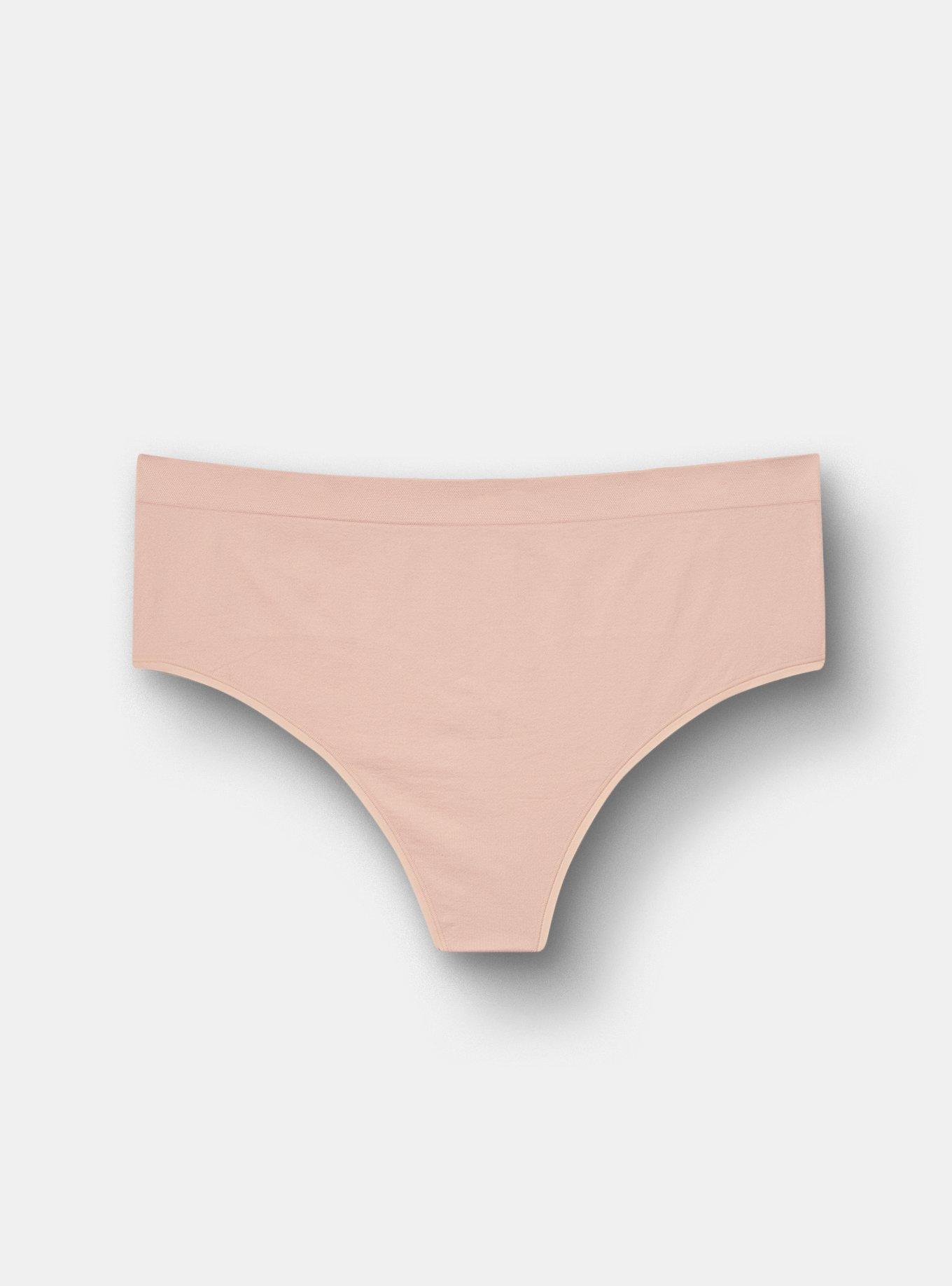 Plus Size Seamless Smooth Mid-Rise Thong Panty, ROSE DUST, flat