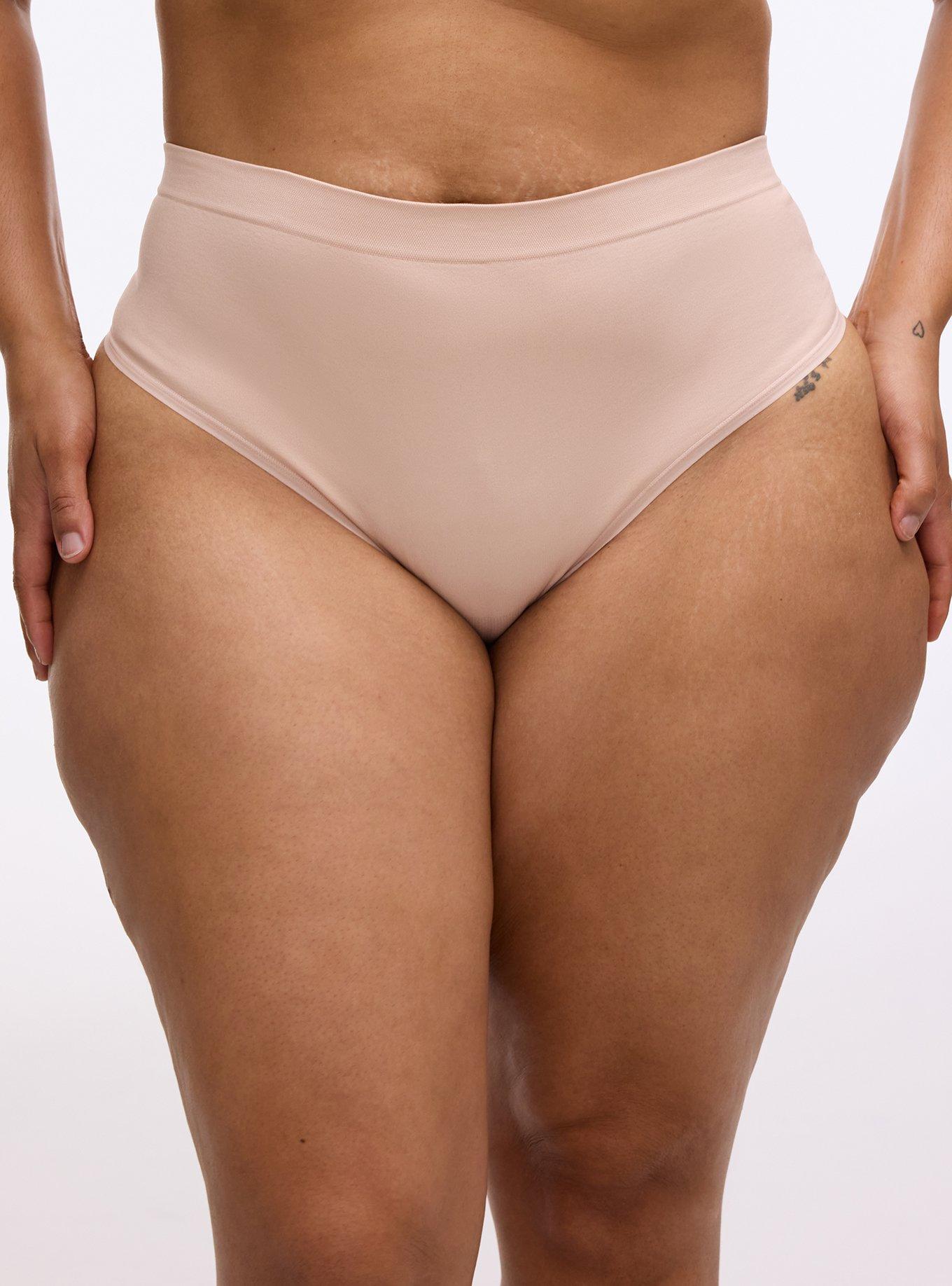 Plus Size Seamless Smooth Mid-Rise Thong Panty, ROSE DUST, hi-res