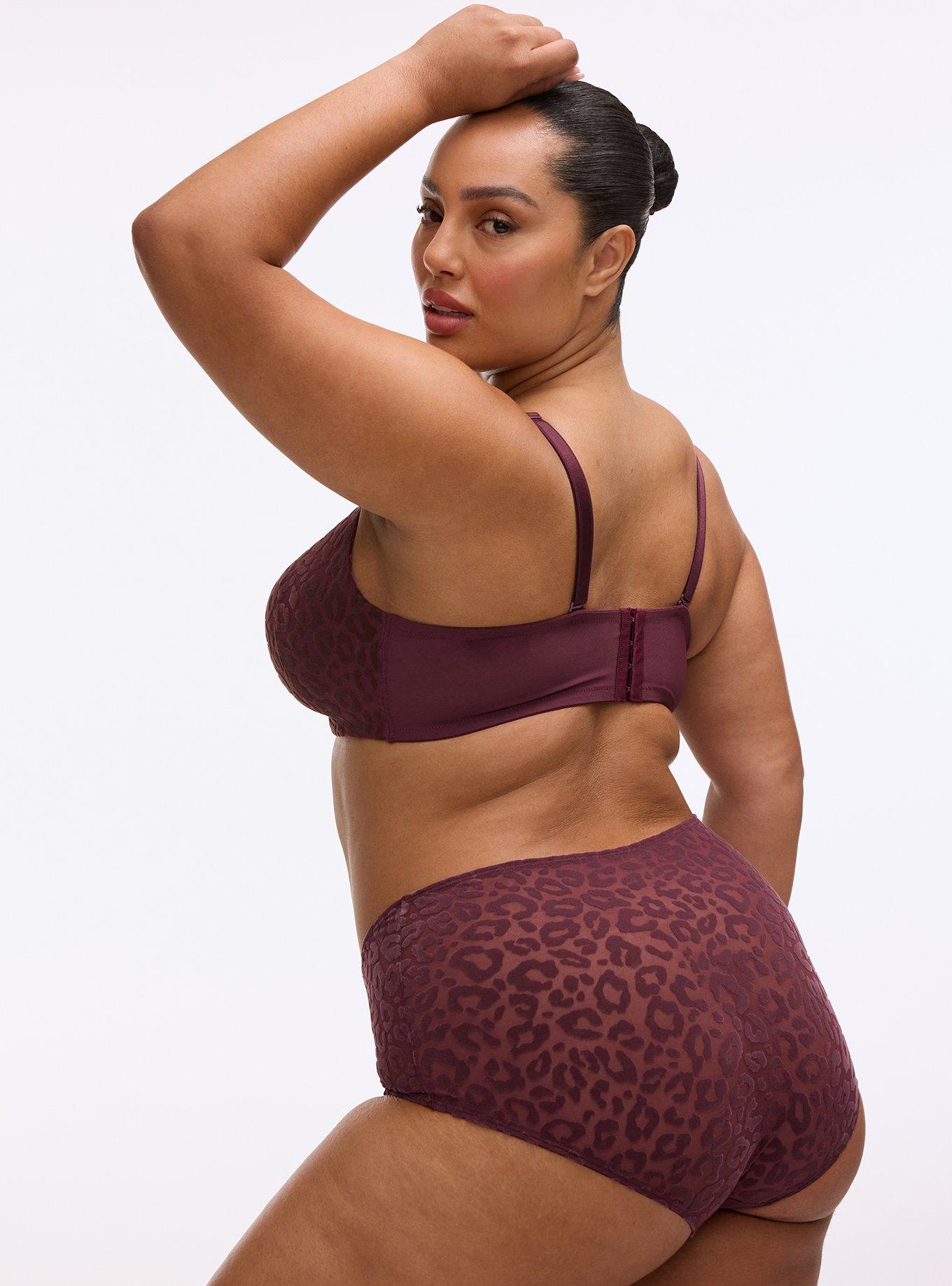 Flocked Mesh Mid-Rise Brief Panty, MONDAY LEOPARD  PURPLE, alternate