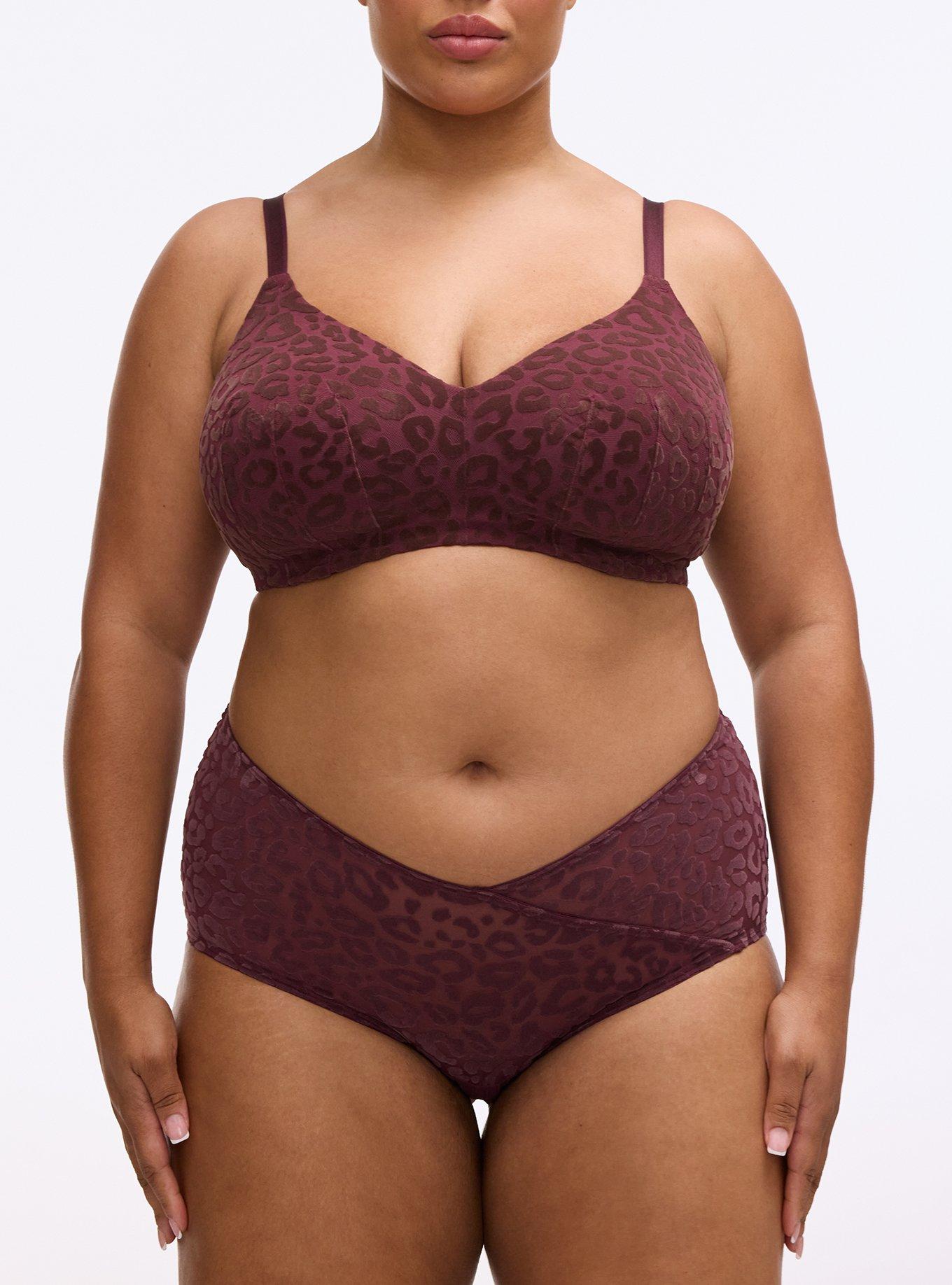 Flocked Mesh Mid-Rise Brief Panty, MONDAY LEOPARD  PURPLE, alternate