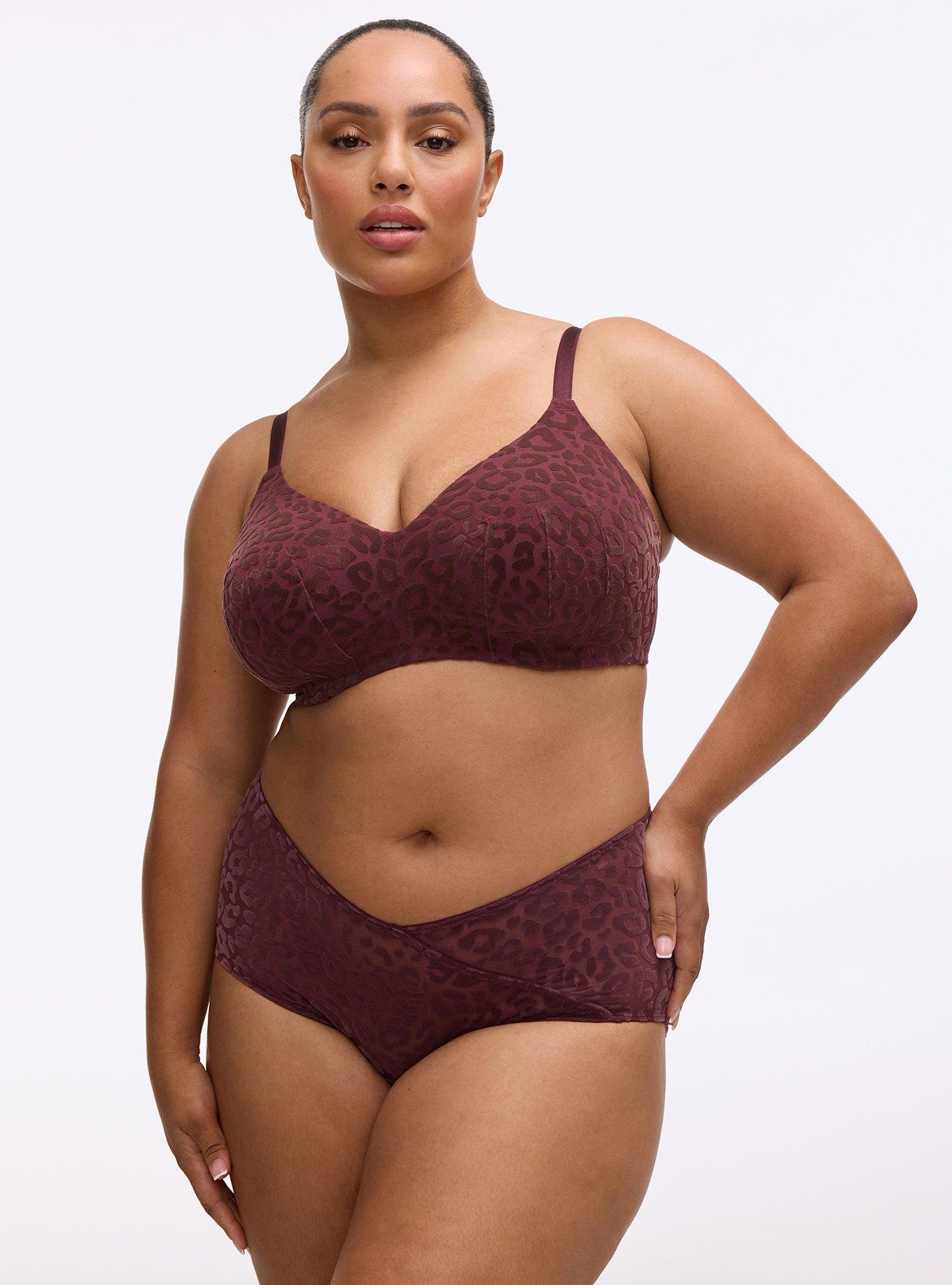 Flocked Mesh Mid-Rise Brief Panty, MONDAY LEOPARD  PURPLE, hi-res