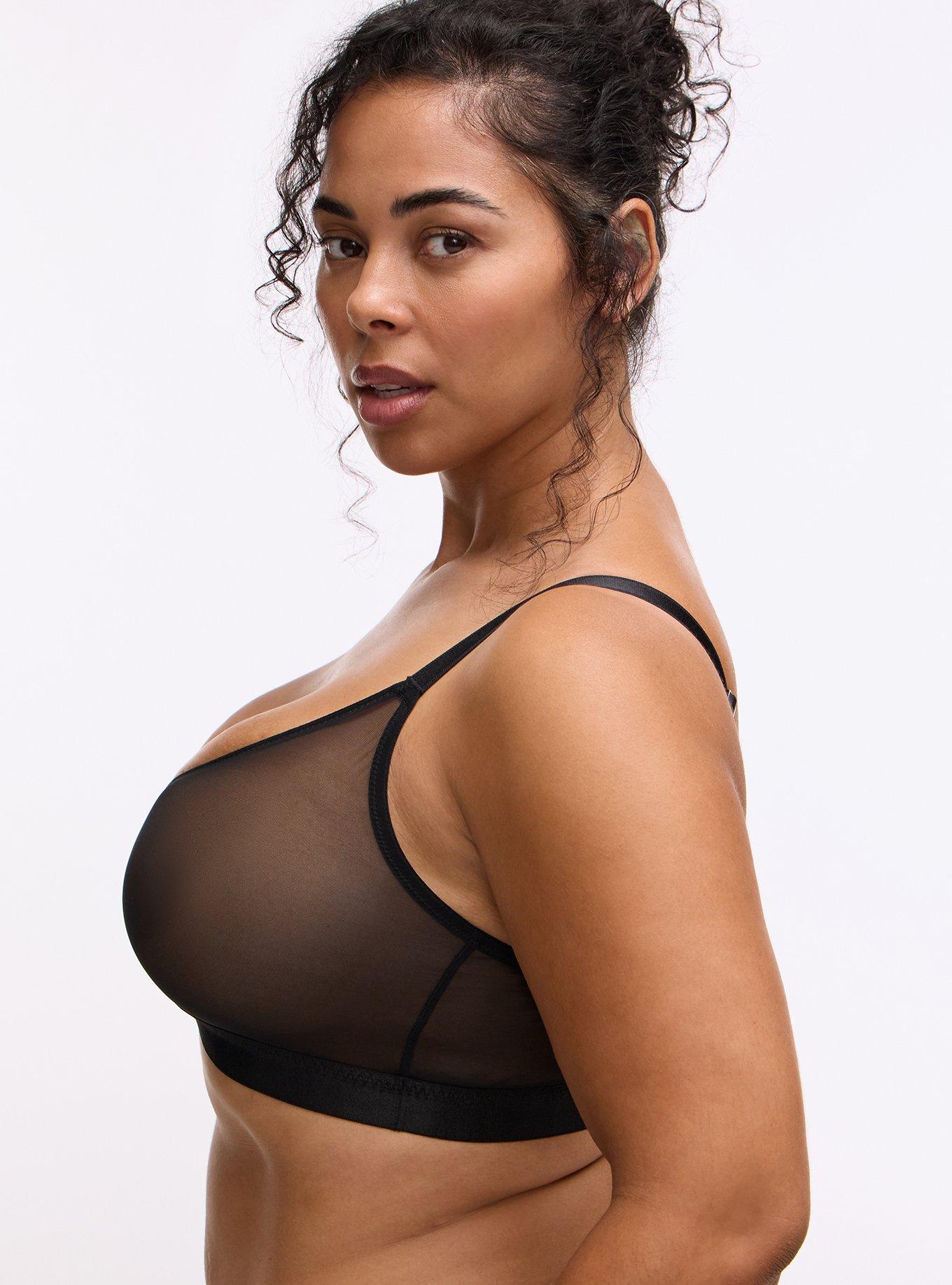 Unlined Mesh Keyhole Bralette, RICH BLACK, alternate