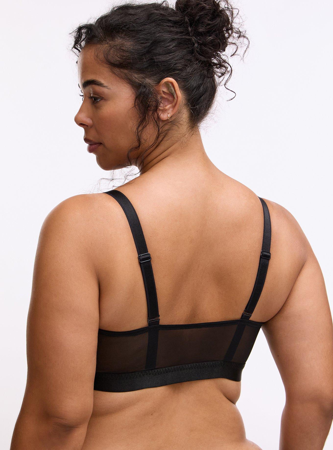 Unlined Mesh Keyhole Bralette, RICH BLACK, alternate