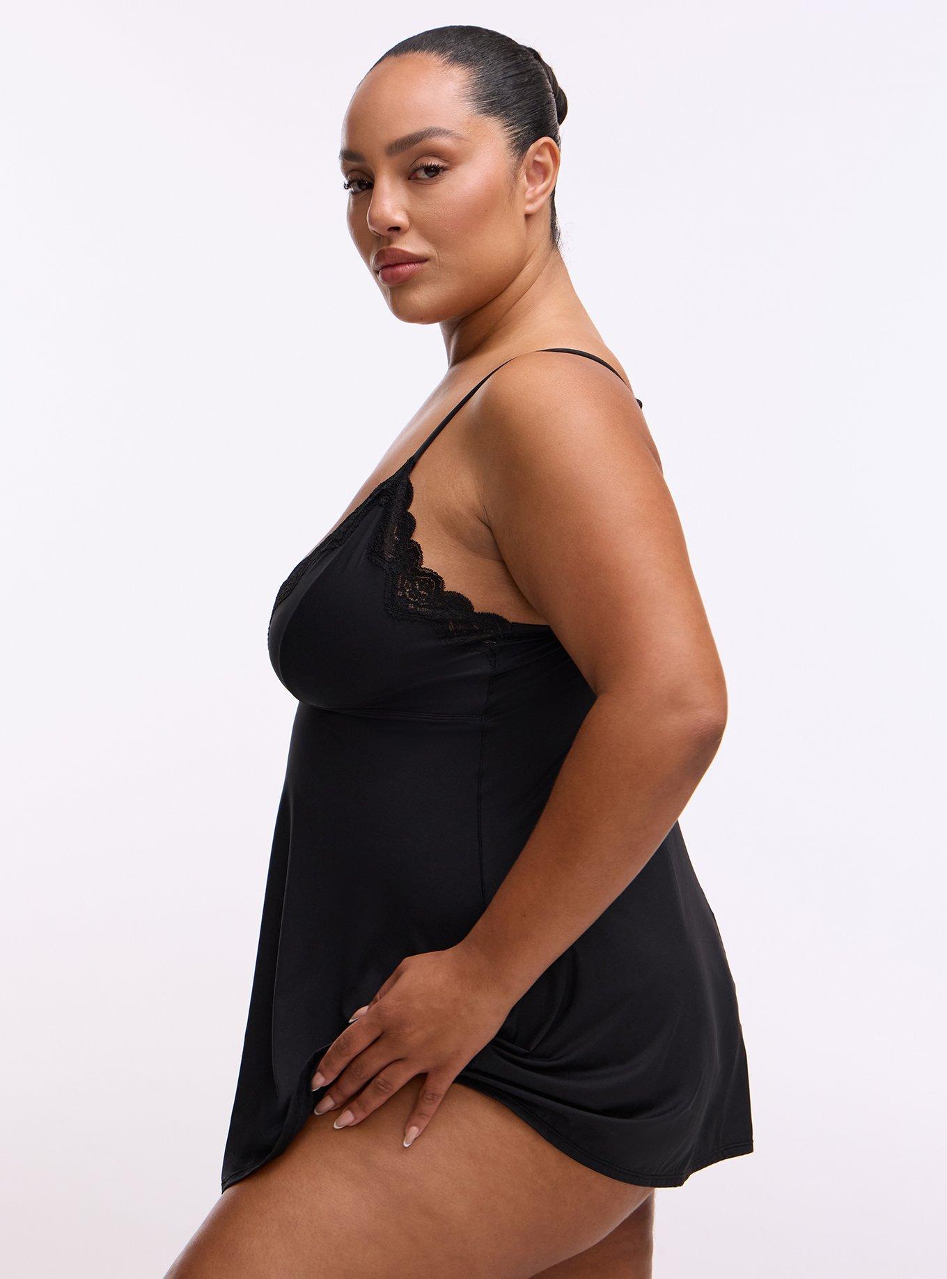 Butter & Lace Triangle Slip Dress, RICH BLACK, alternate