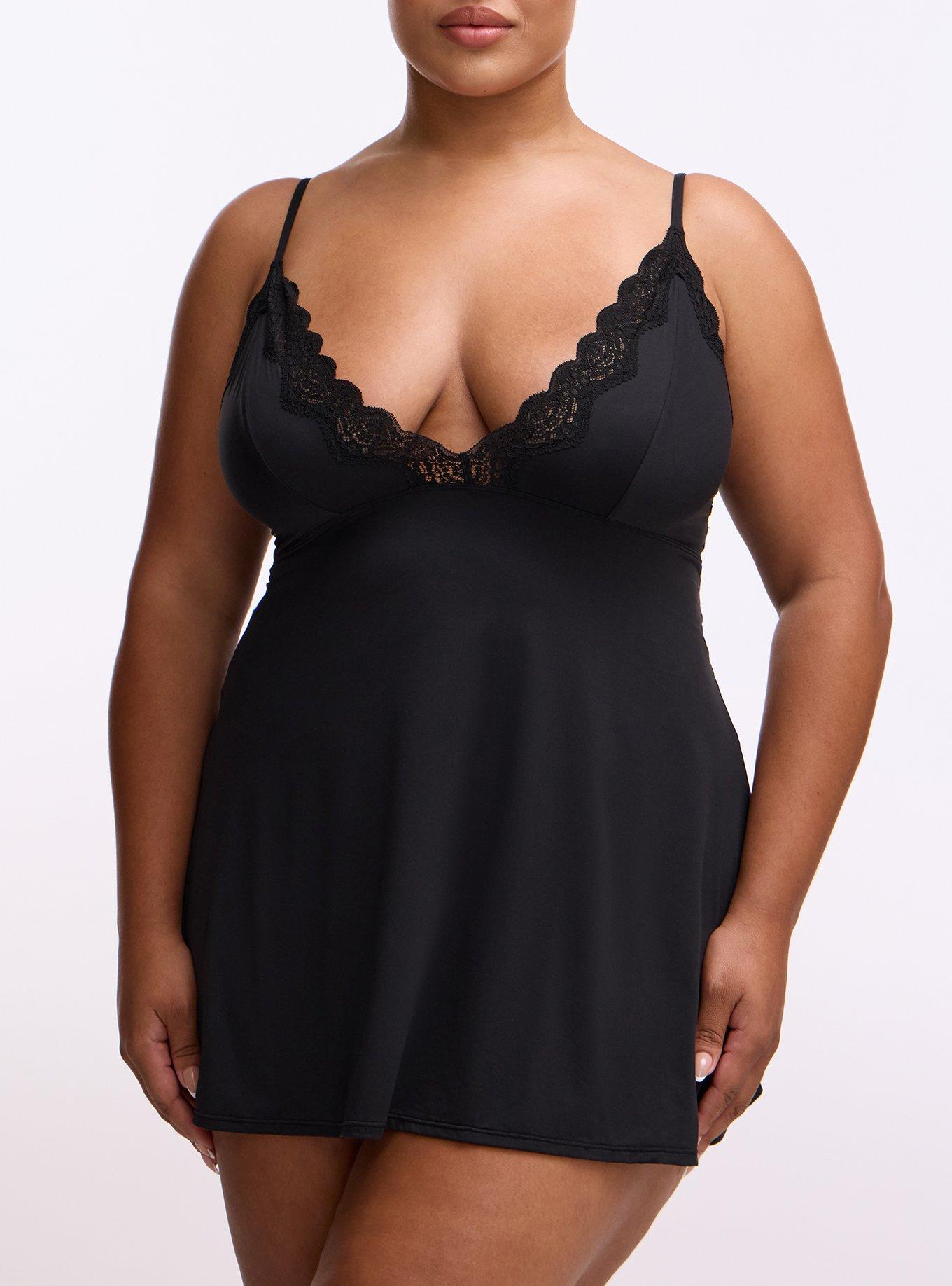 Butter & Lace Triangle Slip Dress, RICH BLACK, alternate