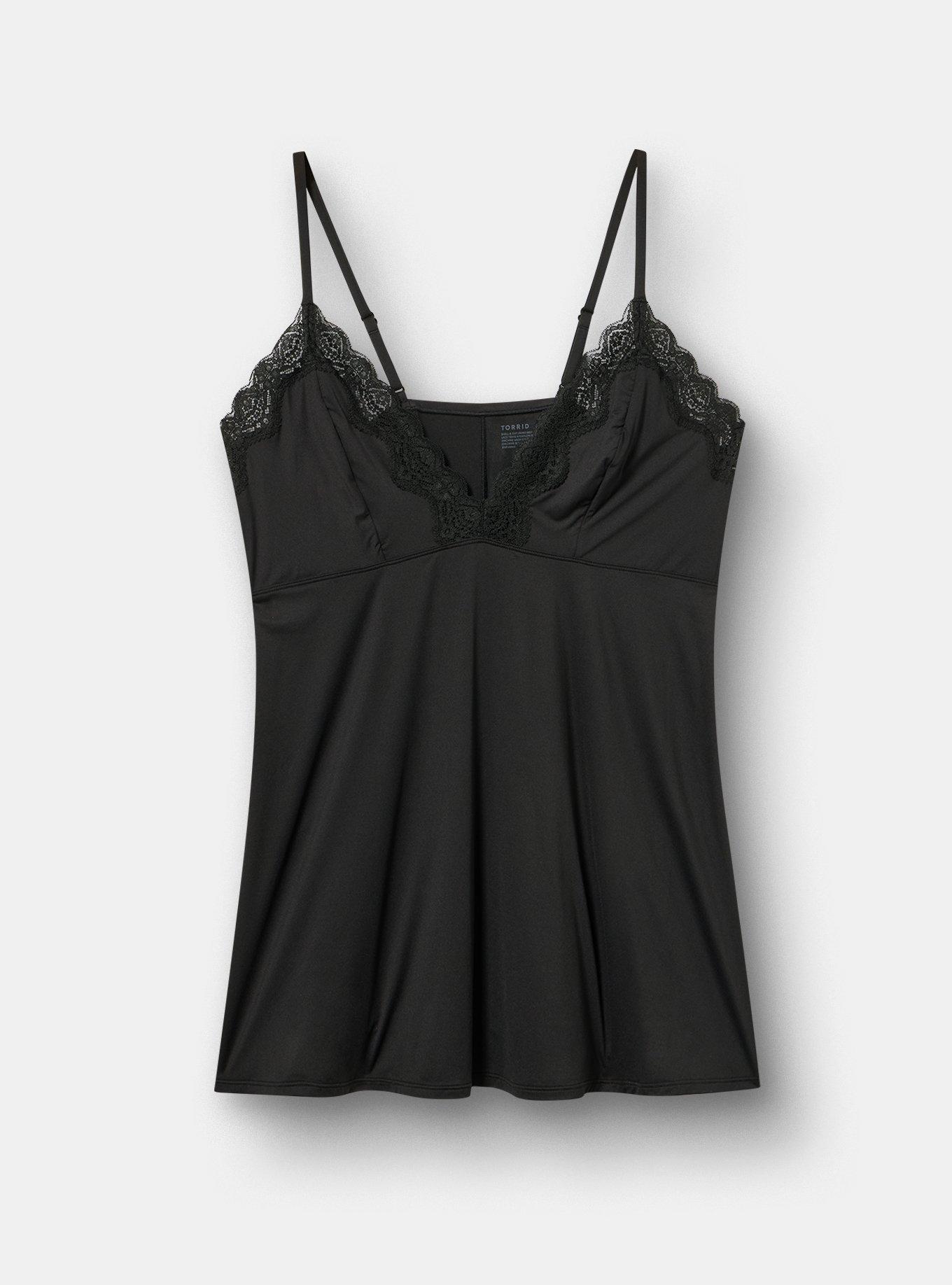 Butter & Lace Triangle Slip Dress, RICH BLACK, flat