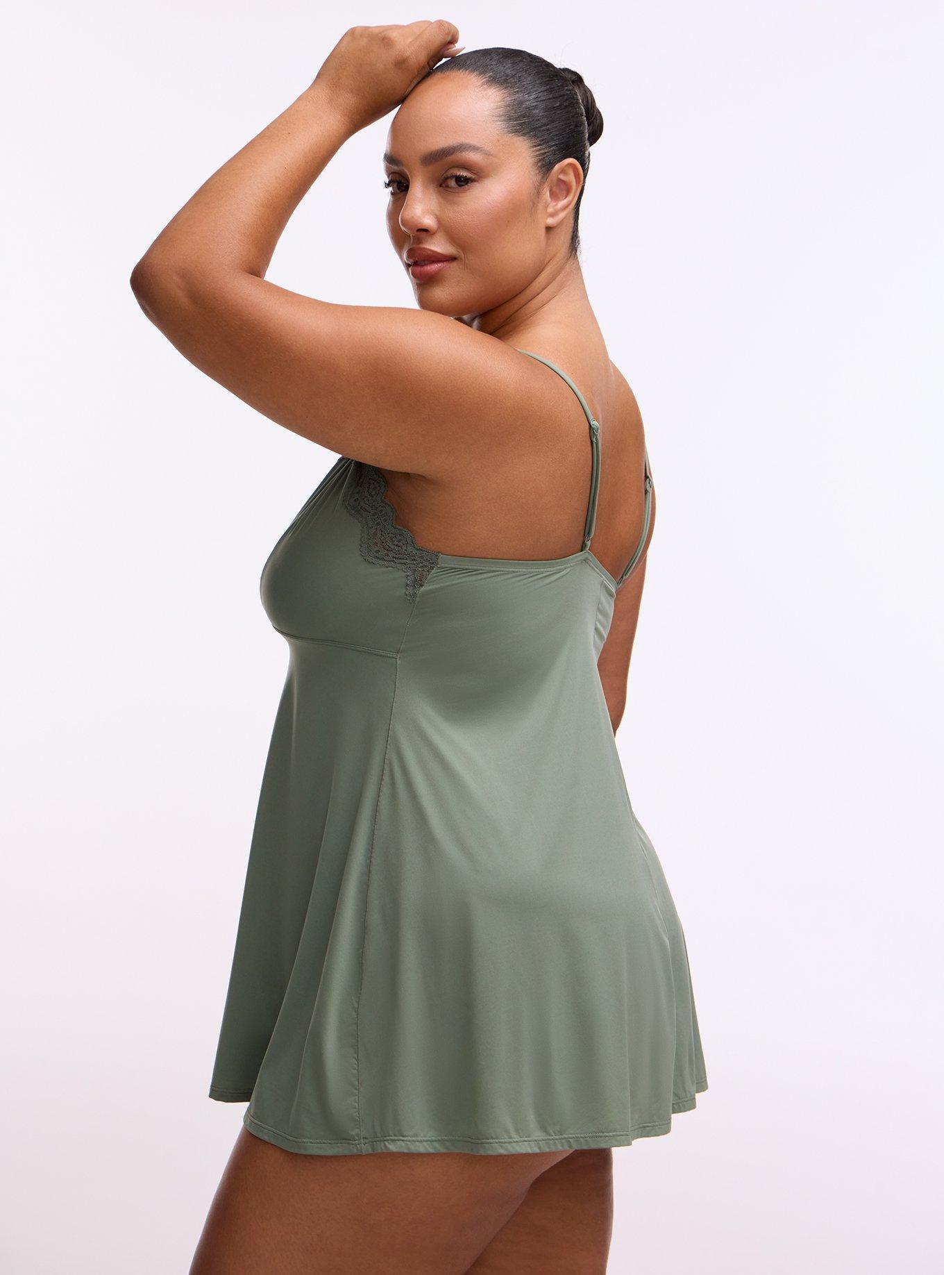 Butter & Lace Triangle Slip Dress, AGAVE GREEN, alternate