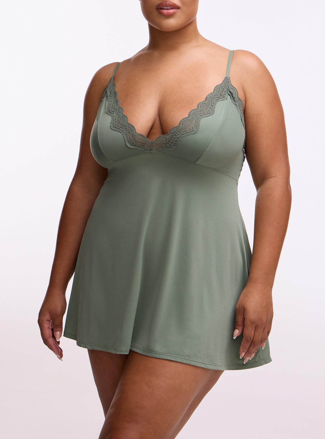 Butter & Lace Triangle Slip Dress, AGAVE GREEN, alternate
