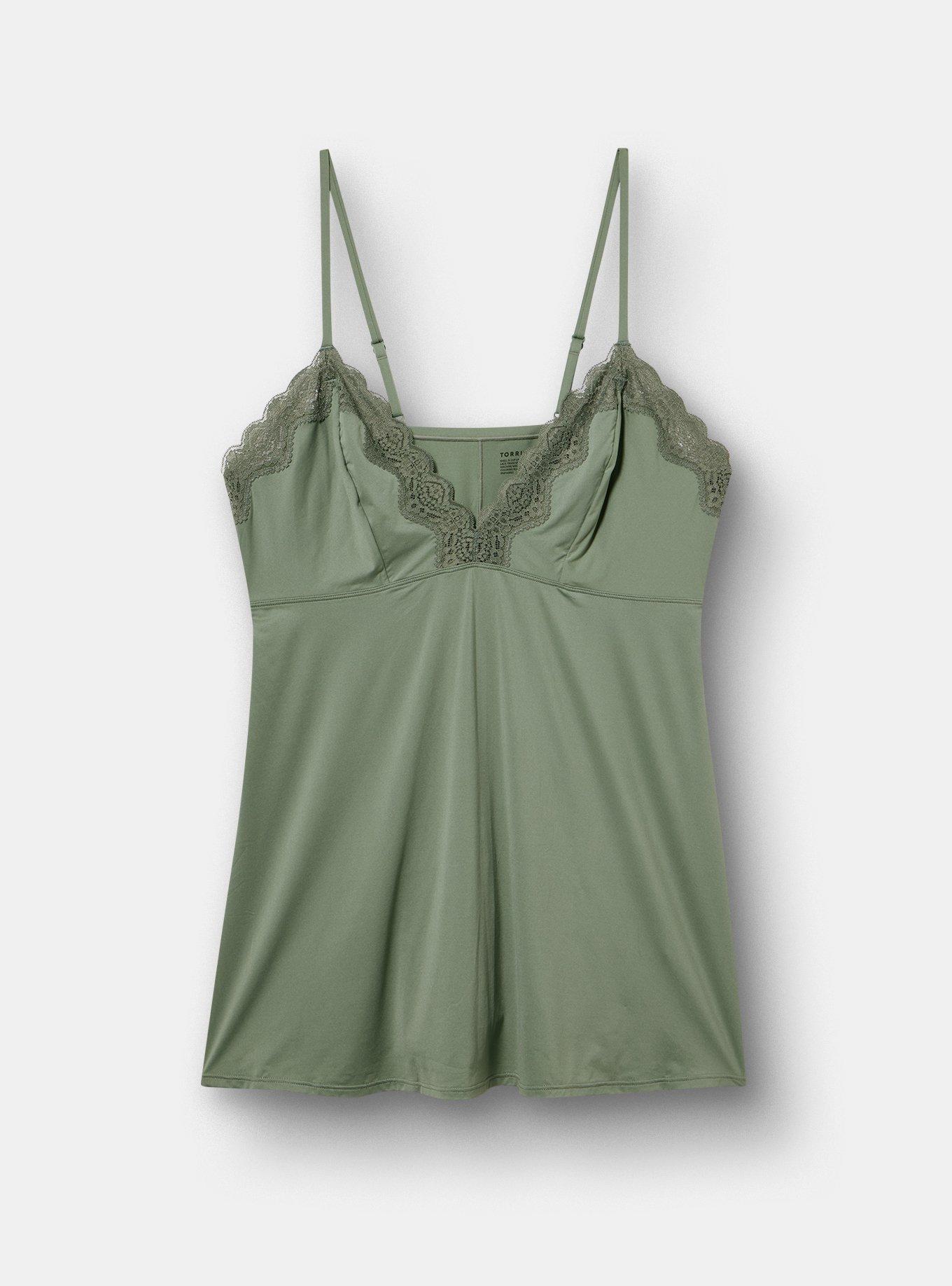 Butter & Lace Triangle Slip Dress, AGAVE GREEN, flat