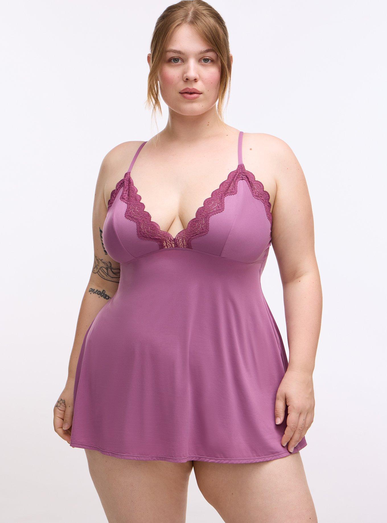 Butter & Lace Triangle Slip Dress, ARGYLE PURPLE, hi-res