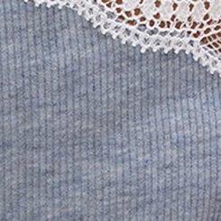 Cotton Rib Mid-Rise Lace Trim Hipster Panty, DUSTY BLUE HEATHER, swatch