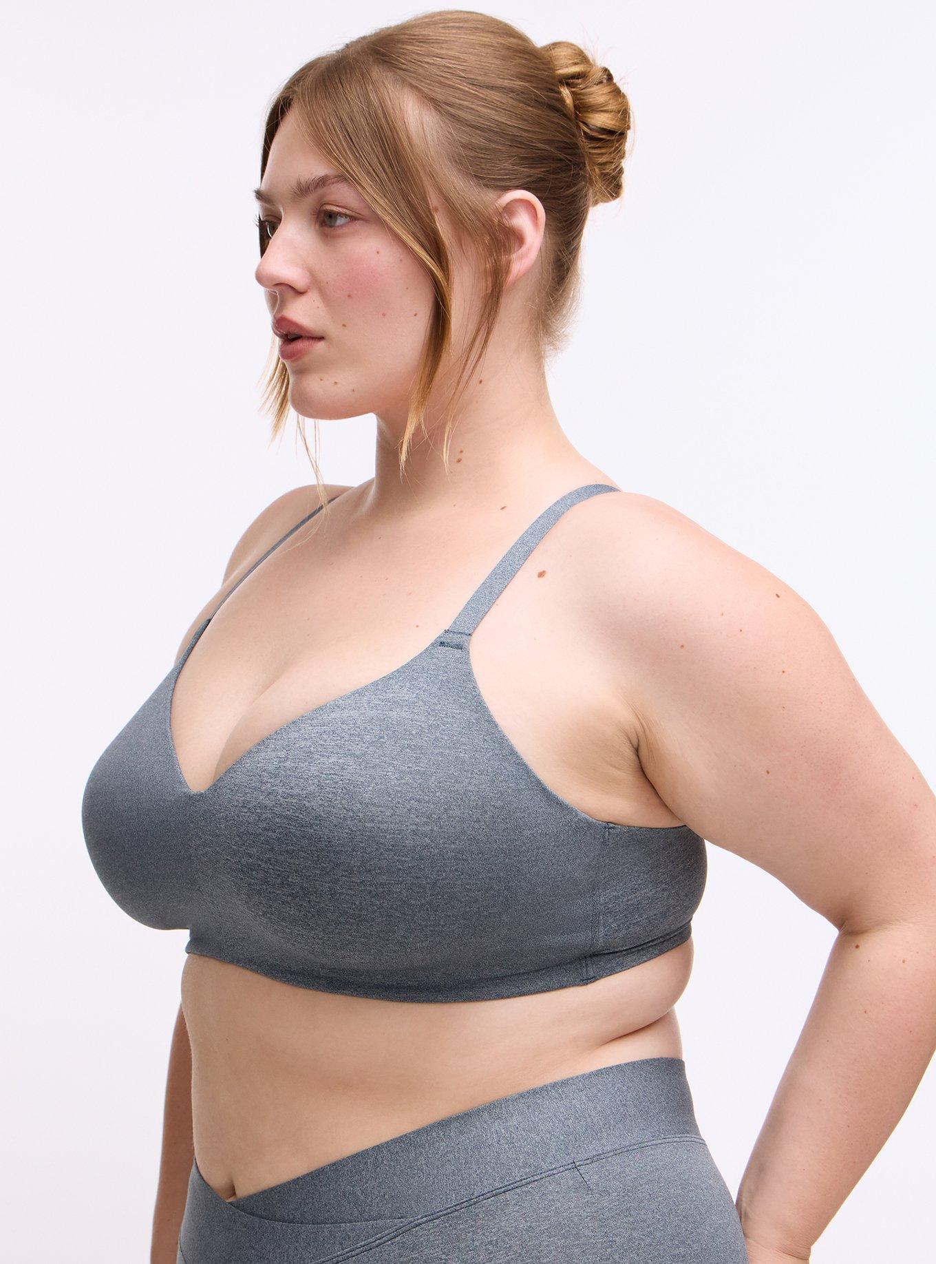 Plus Size Lightly Lined Wire-Free Heather Micro Bra, BOULDER BLUE HEATHER, alternate