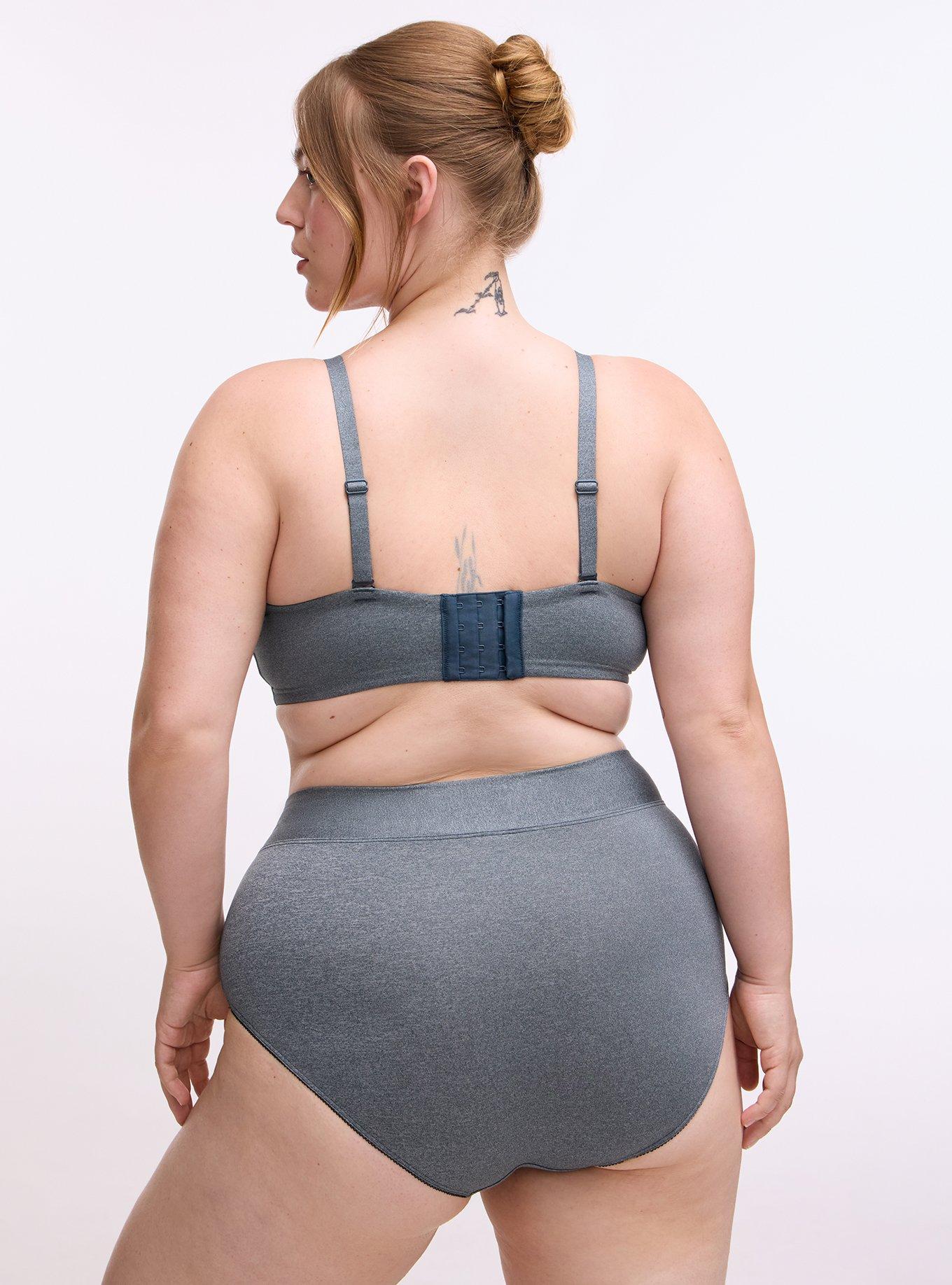 Plus Size Lightly Lined Wire-Free Heather Micro Bra, BOULDER BLUE HEATHER, alternate