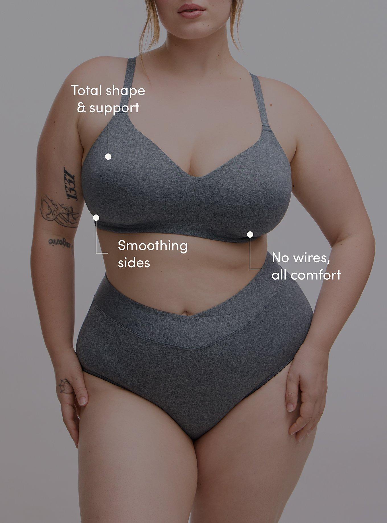 Plus Size Lightly Lined Wire-Free Heather Micro Bra, BOULDER BLUE HEATHER, alternate