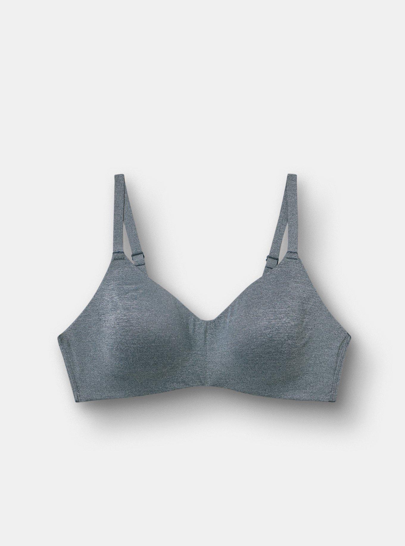 Plus Size Lightly Lined Wire-Free Heather Micro Bra, BOULDER BLUE HEATHER, flat
