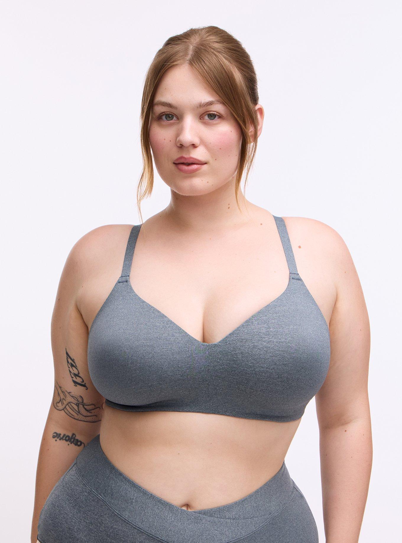 Plus Size Lightly Lined Wire-Free Heather Micro Bra, BOULDER BLUE HEATHER, hi-res