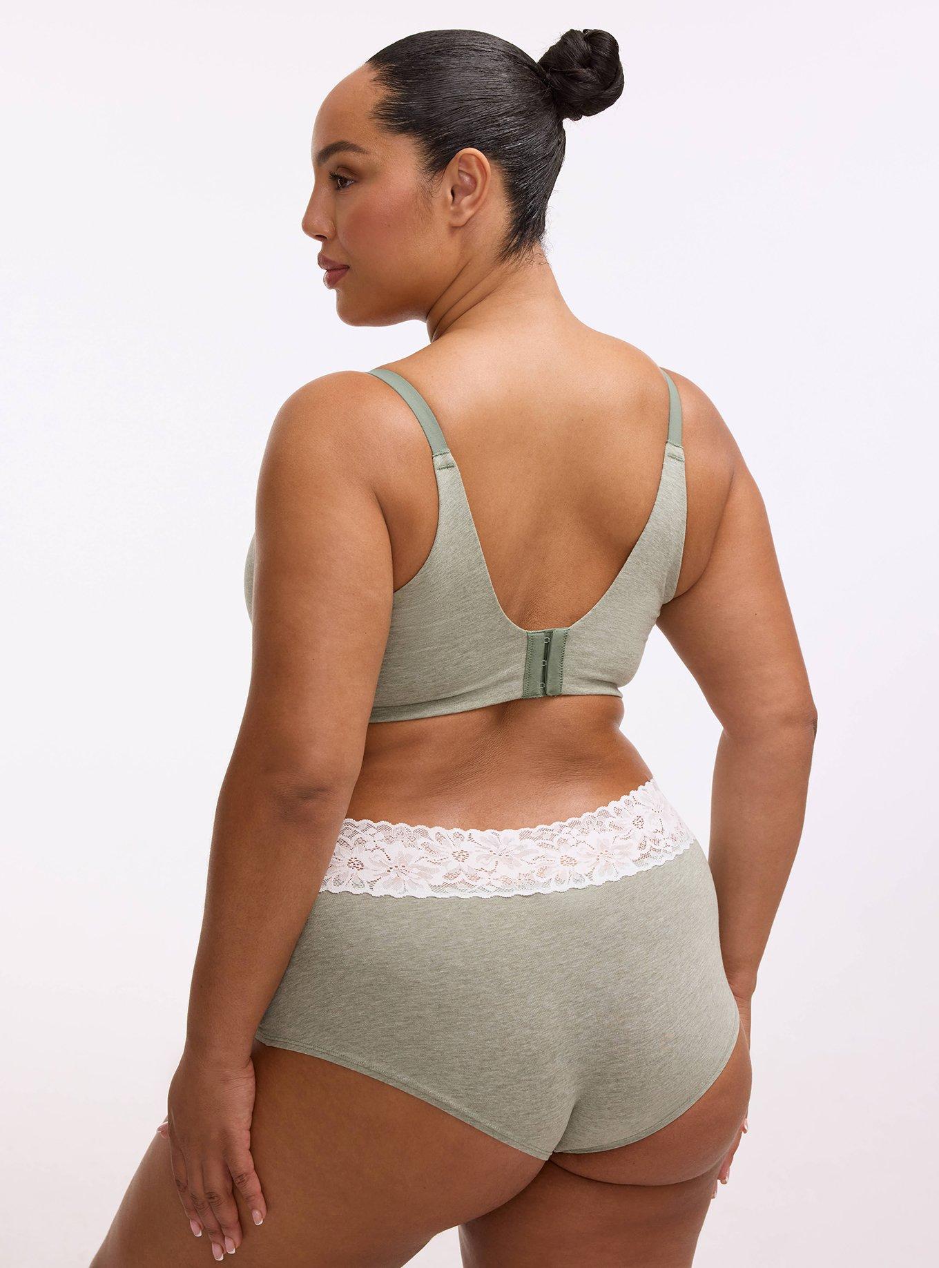 Wire-Free Push-Up Cotton Heather Bra, AGAVE GREEN HEATHER, alternate