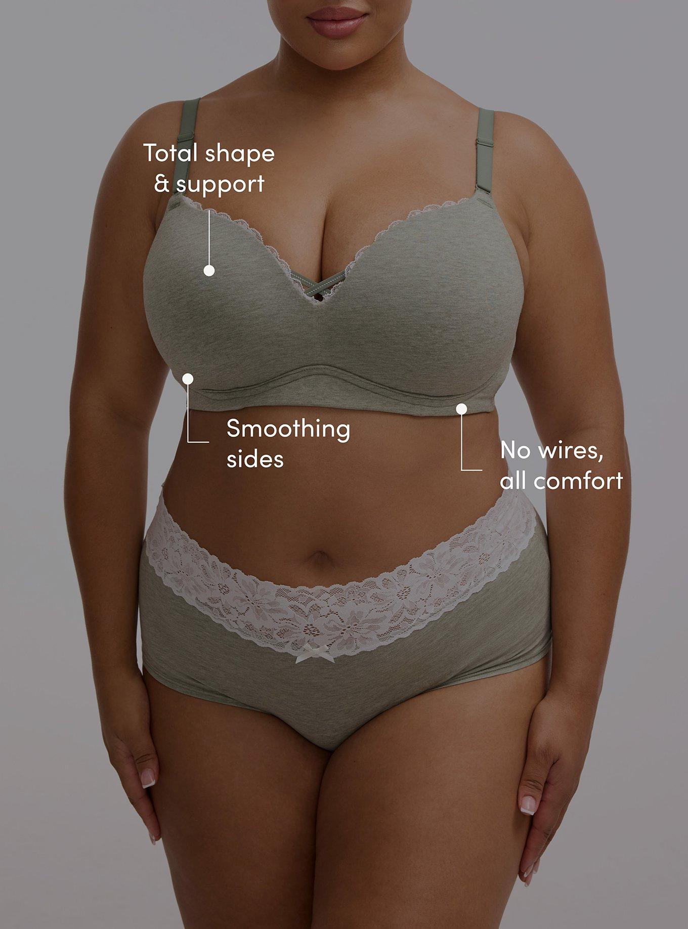 Wire-Free Push-Up Cotton Heather Bra, AGAVE GREEN HEATHER, alternate