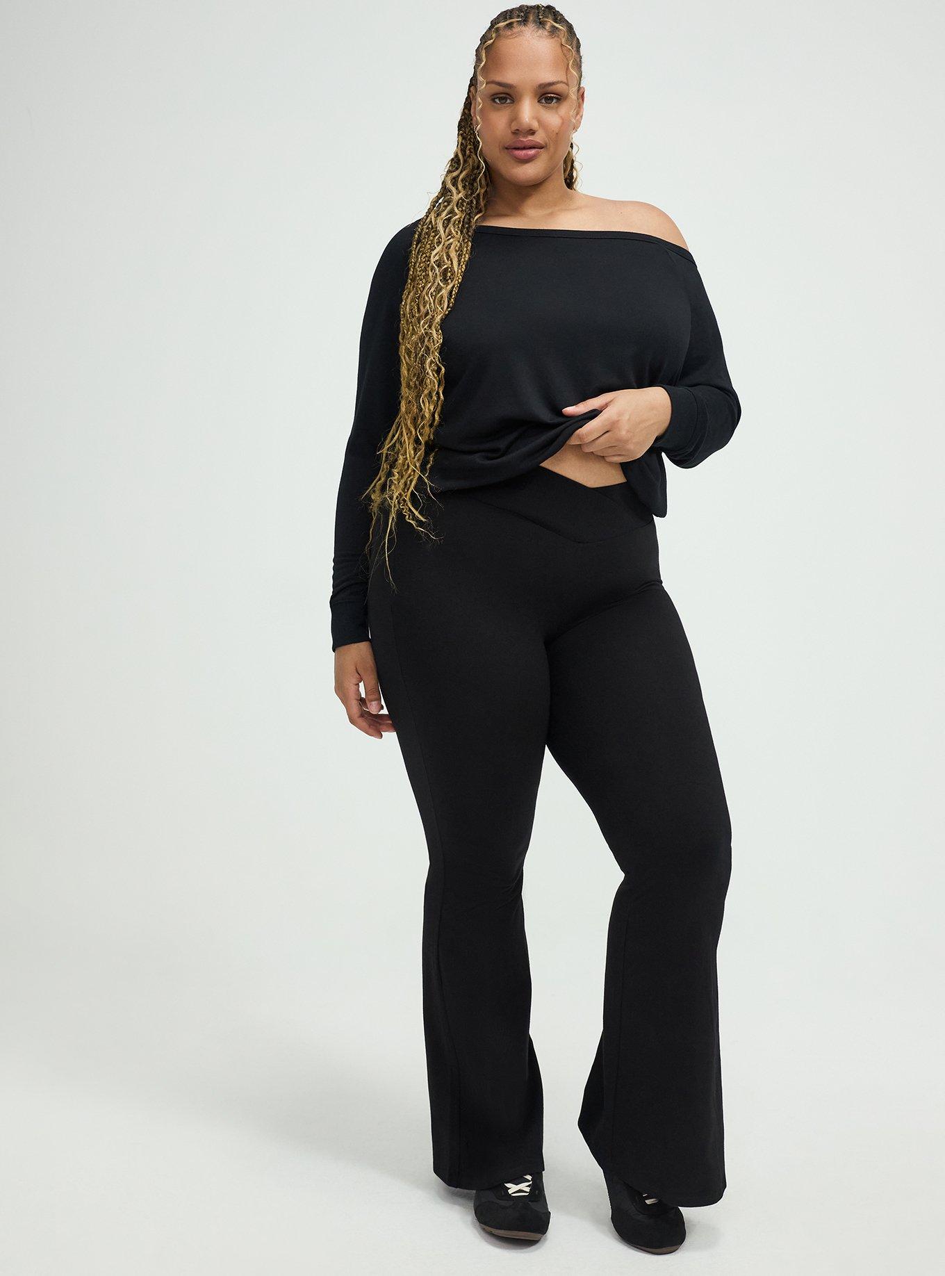 High Rise Cross-Over Flare Legging, DEEP BLACK, alternate