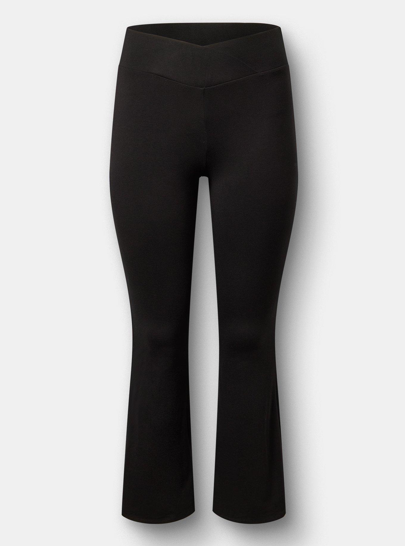 High Rise Cross-Over Flare Legging, DEEP BLACK, flat