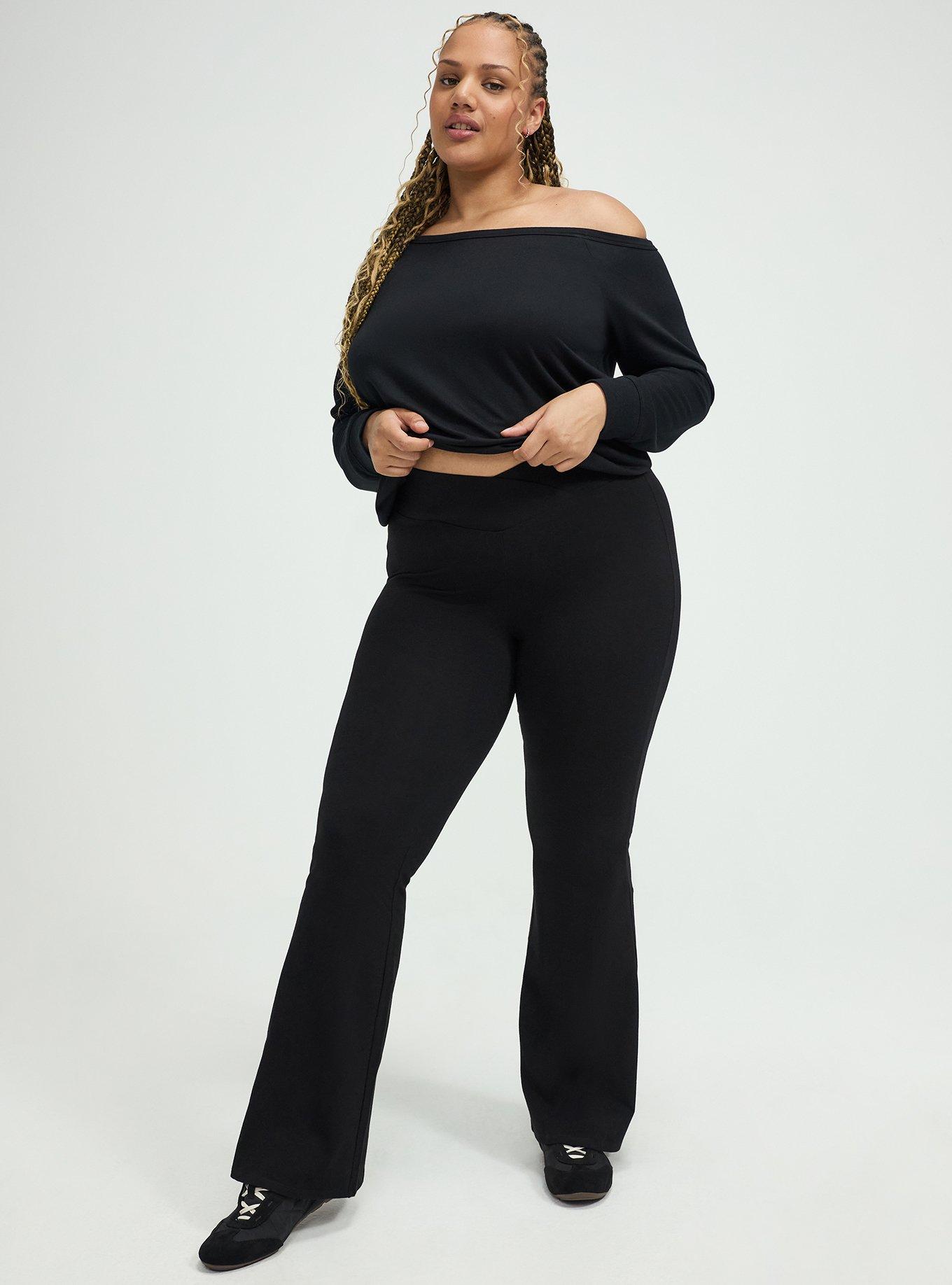 High Rise Cross-Over Flare Legging, DEEP BLACK, hi-res