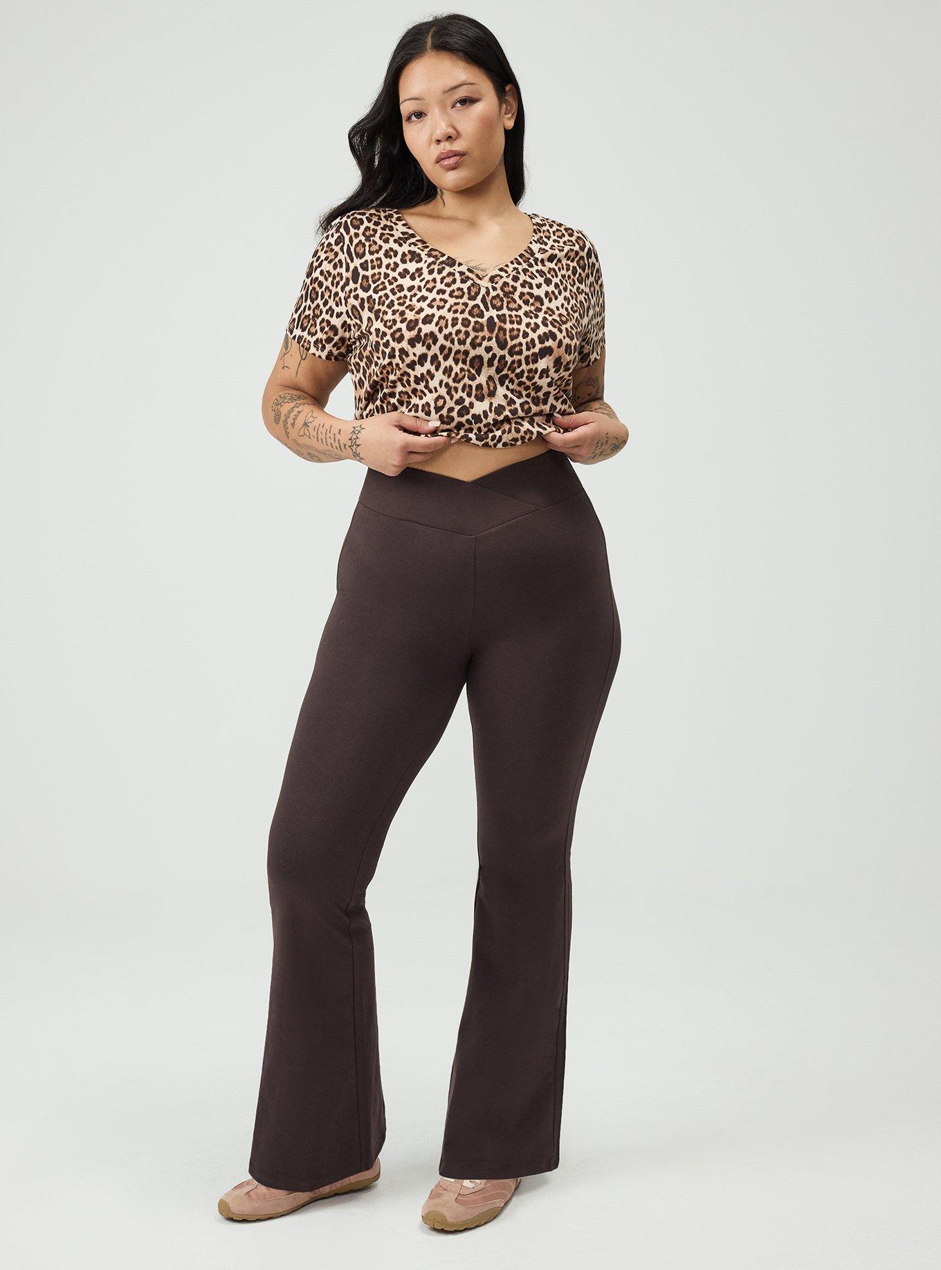 High Rise Cross-Over Flare Legging, JAVA, hi-res