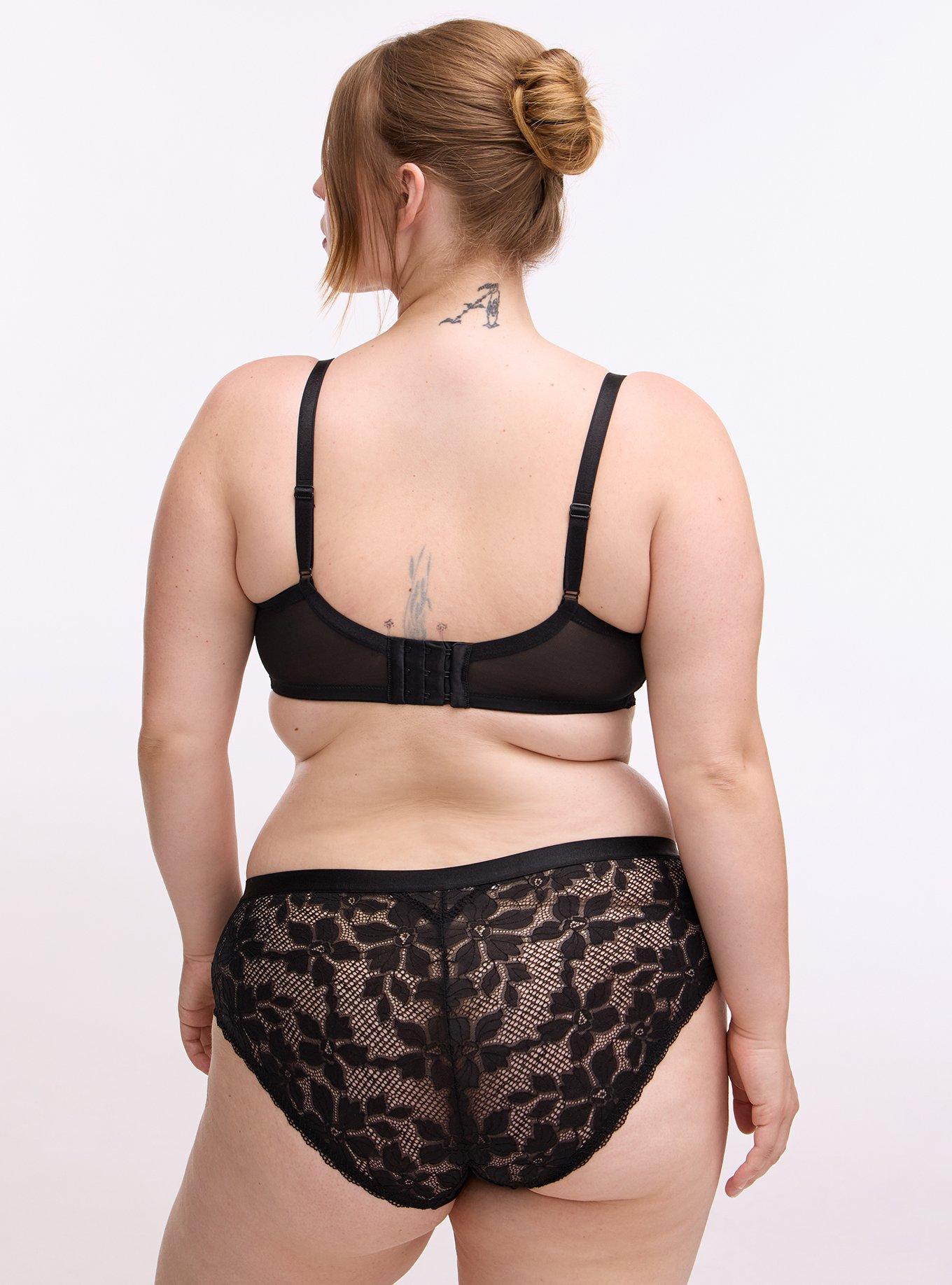 Plus Size Ava Perfect Coverage Lightly Lined Lace Bra, RICH BLACK, alternate
