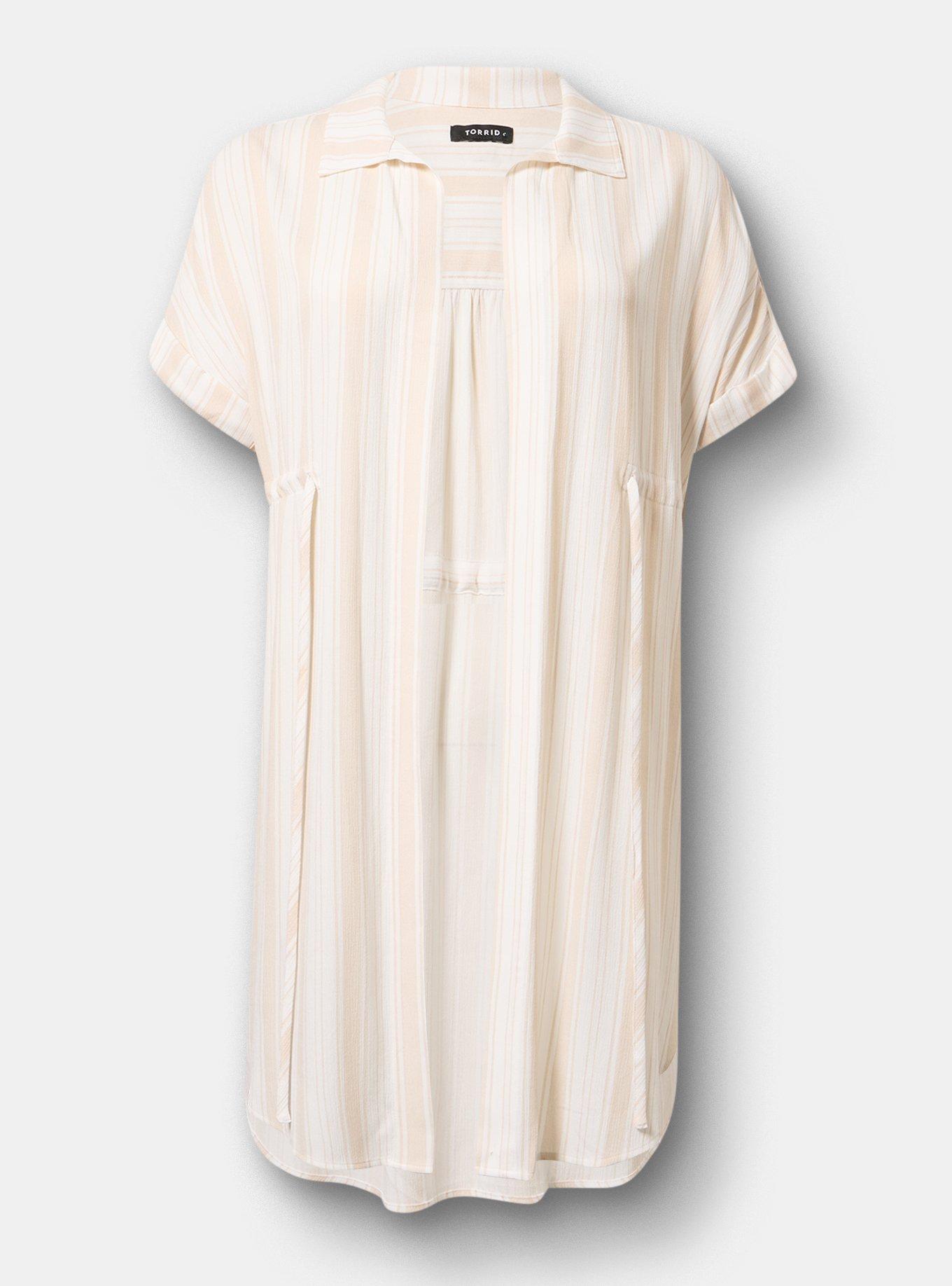 Waist Tie Gauze Kimono, IZZY STRIPE WHITE, flat