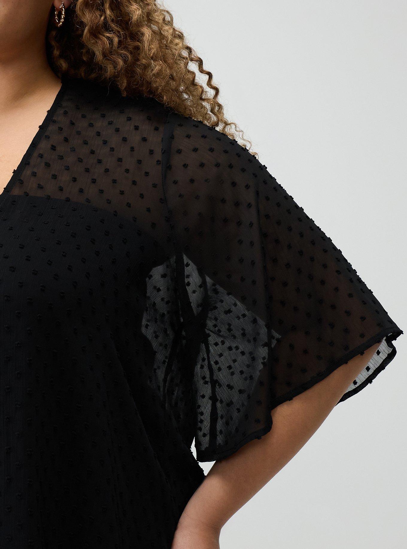 Embroidered Clip Dot Kimono, DEEP BLACK, alternate