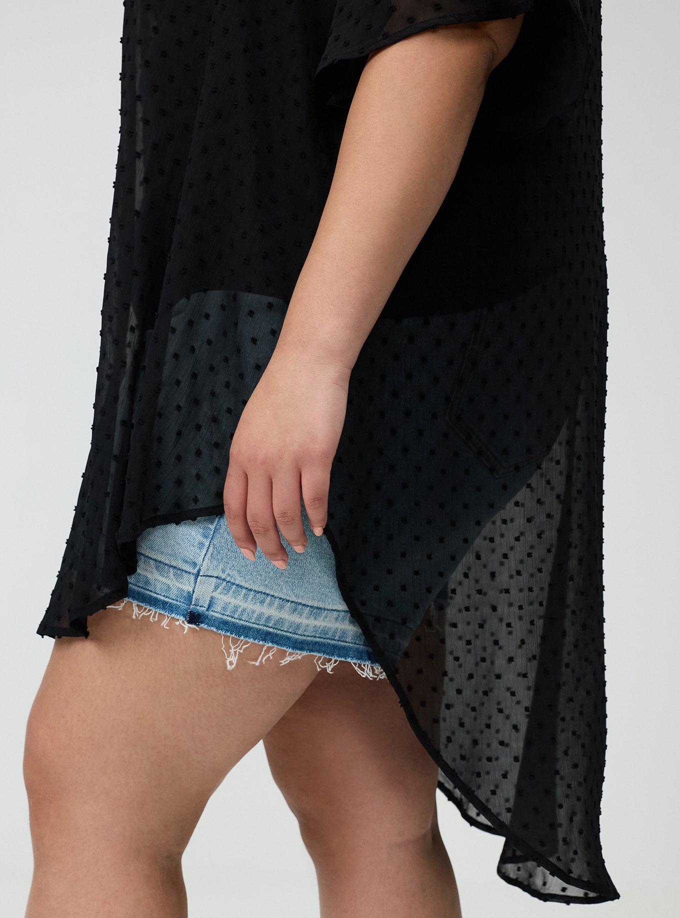 Embroidered Clip Dot Kimono, DEEP BLACK, alternate