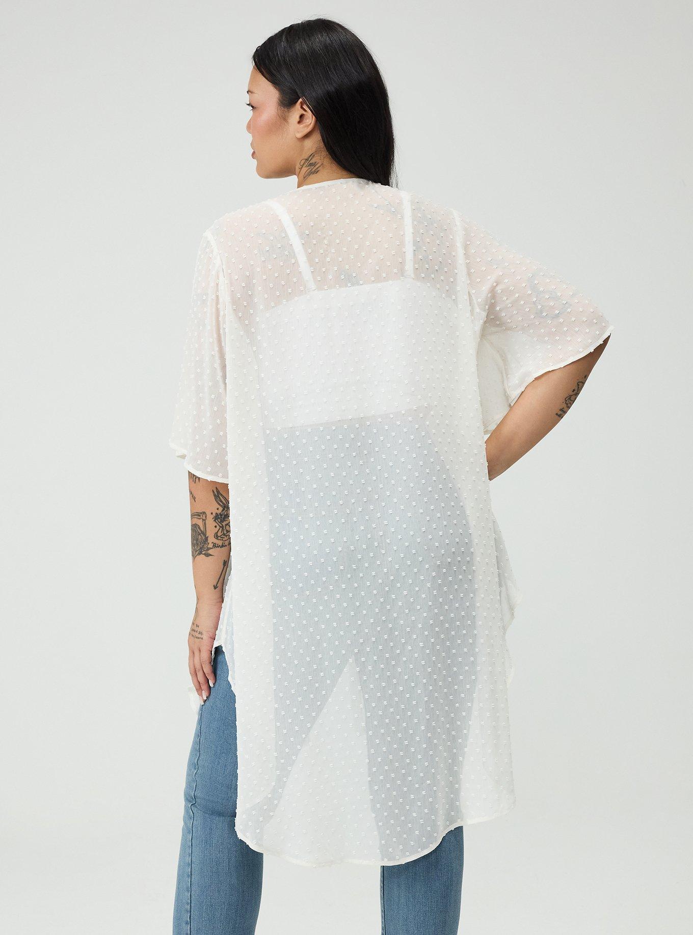 Embroidered Clip Dot Kimono, WHISPER WHITE, alternate