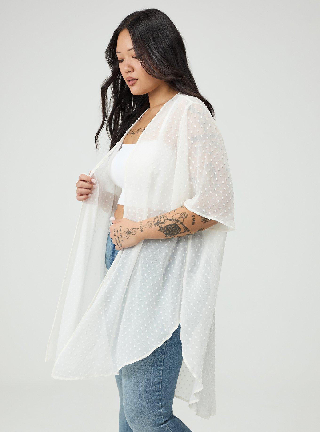 Embroidered Clip Dot Kimono, WHISPER WHITE, alternate