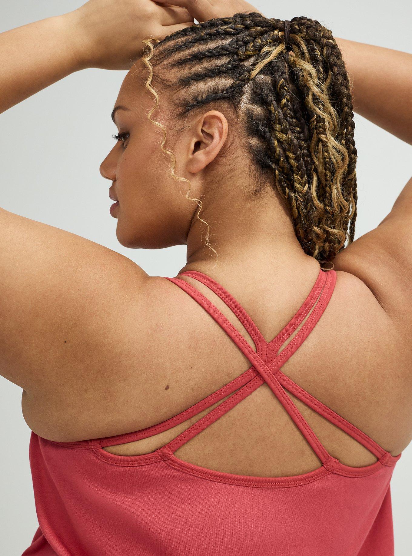 TRU Performance Cotton Strappy Active Tank 2-In-1 Bra, HOLLY BERRY, alternate