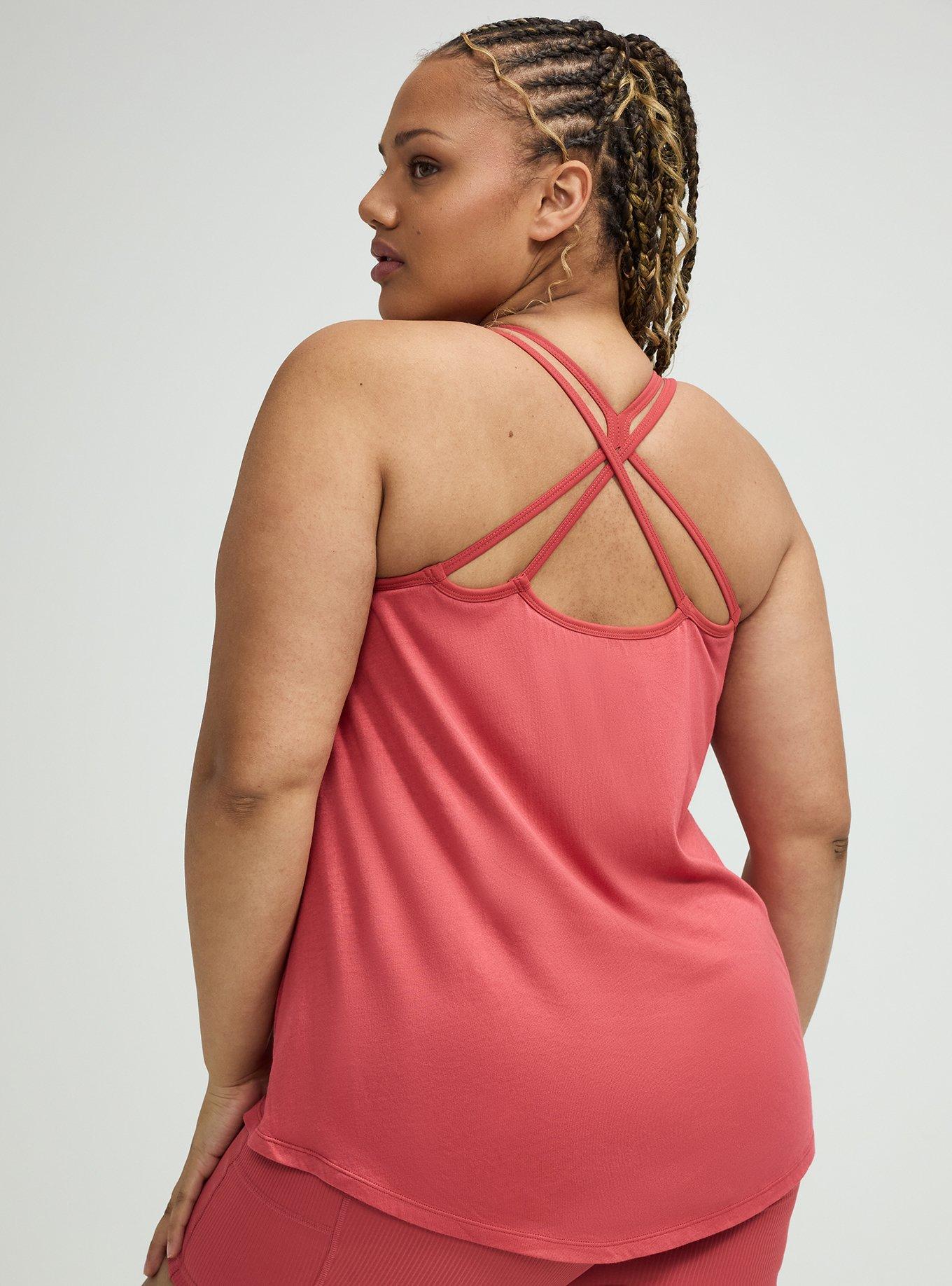 TRU Performance Cotton Strappy Active Tank 2-In-1 Bra, HOLLY BERRY, alternate