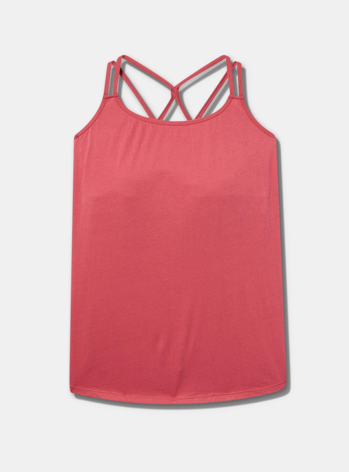 TRU Performance Cotton Strappy Active Tank 2-In-1 Bra, HOLLY BERRY, flat