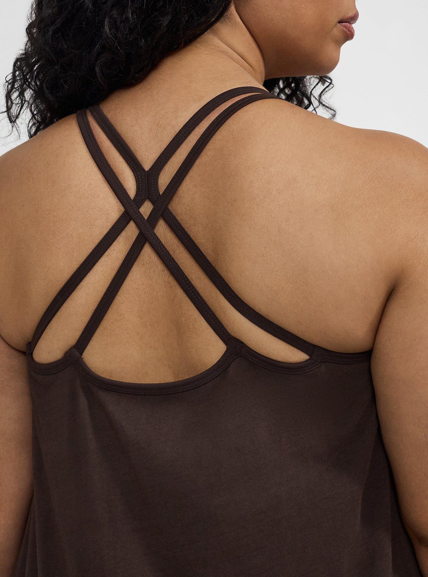 TRU Performance Cotton Strappy Active Tank 2-In-1 Bra, JAVA, alternate