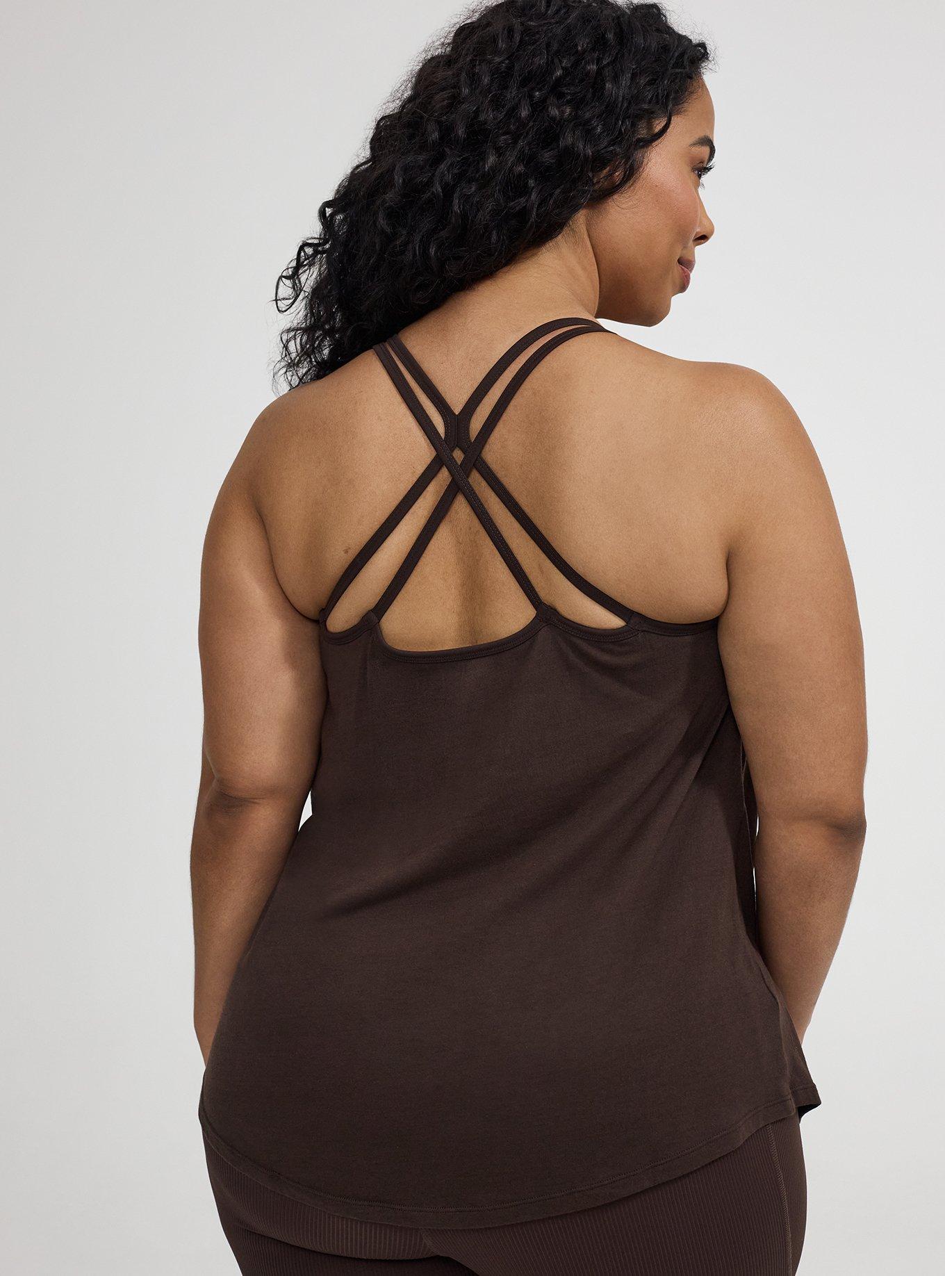 TRU Performance Cotton Strappy Active Tank 2-In-1 Bra, JAVA, alternate