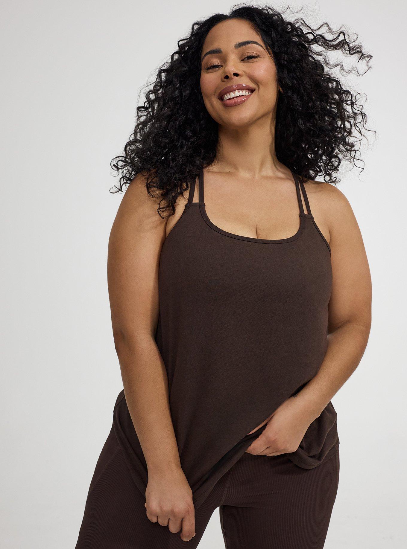 TRU Performance Cotton Strappy Active Tank 2-In-1 Bra, JAVA, alternate