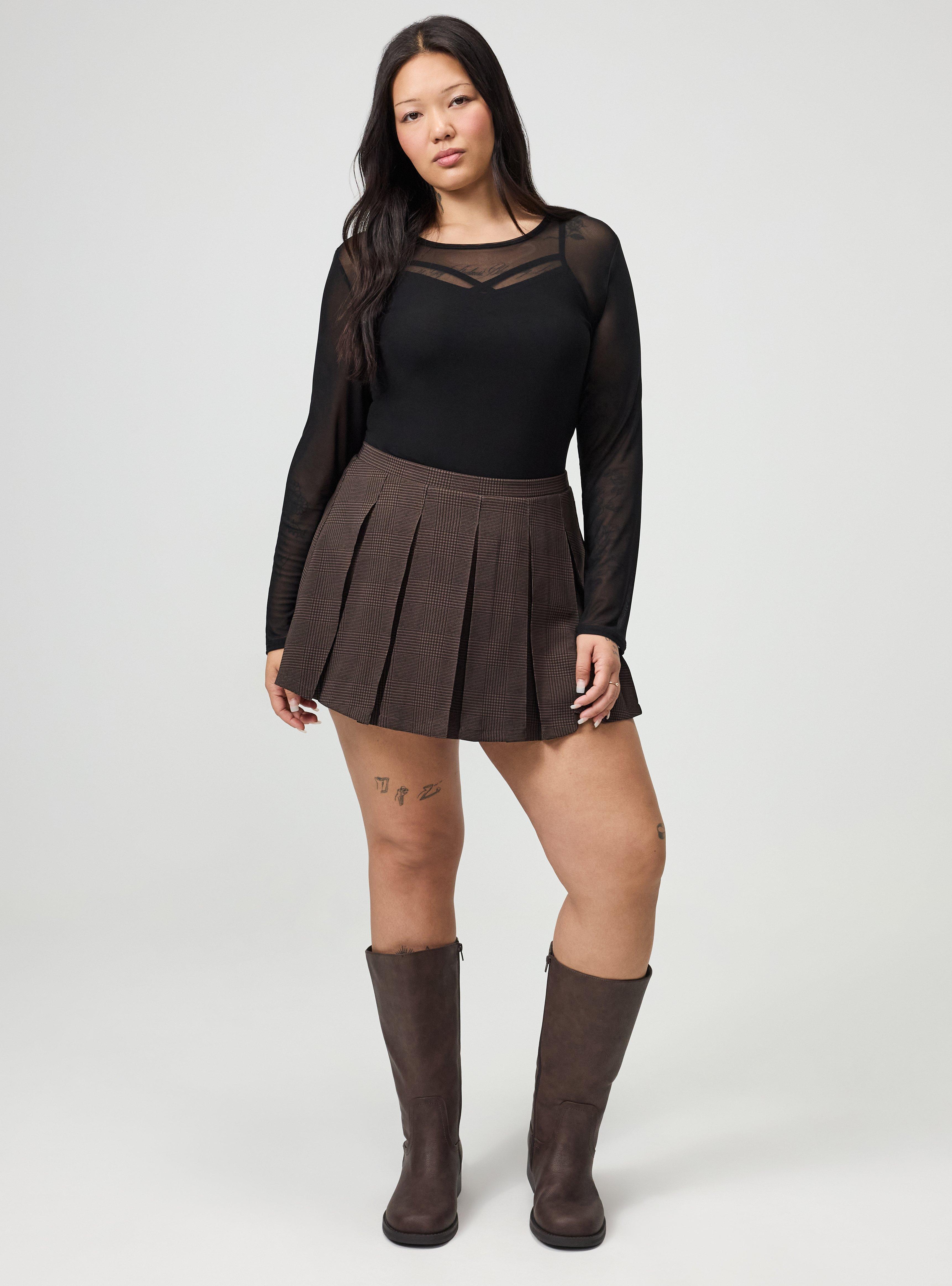 5'' Studio Crepe Box Pleat Skort, GLEN PLAID TONAL, alternate