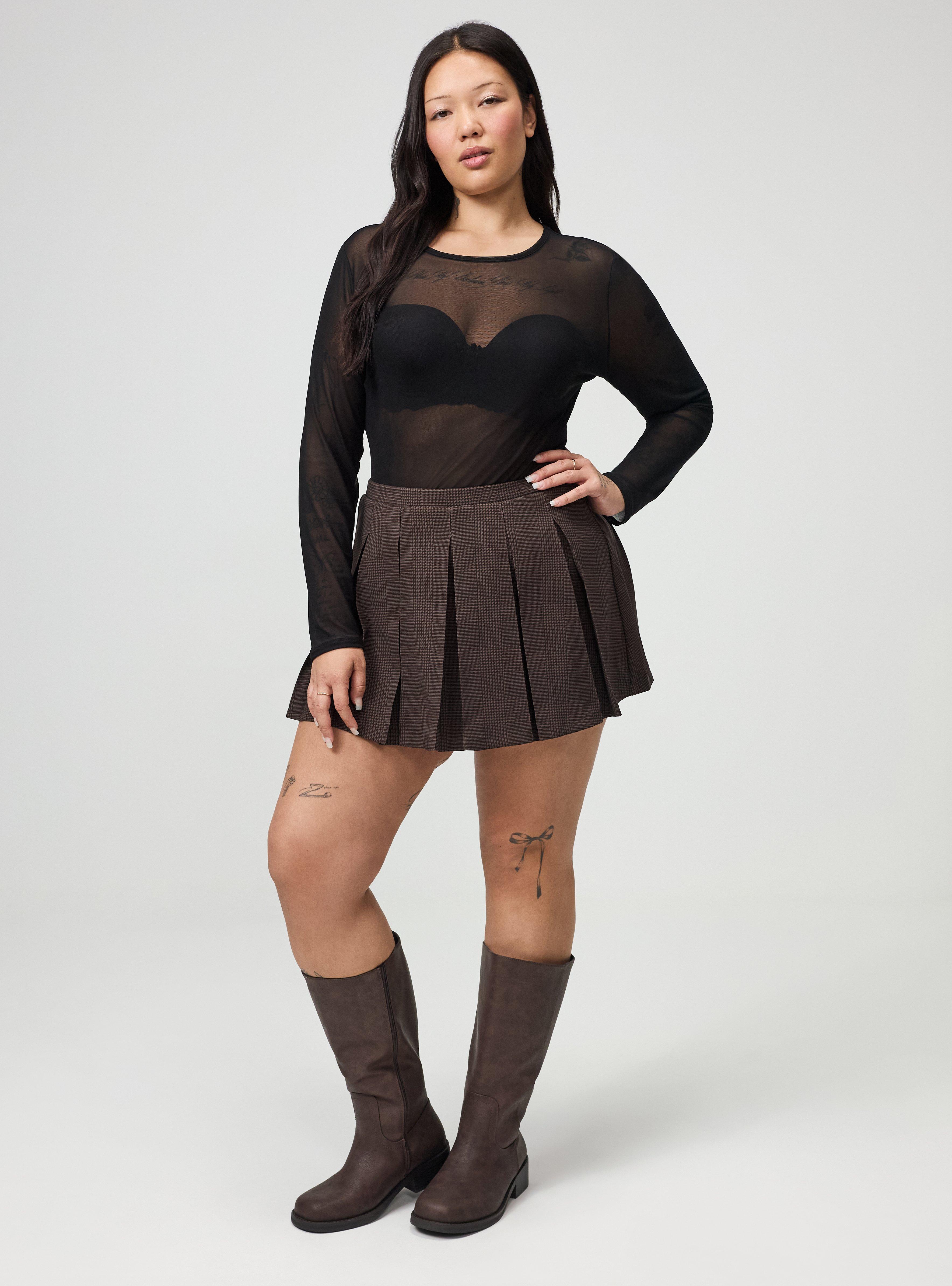 5'' Studio Crepe Box Pleat Skort, GLEN PLAID TONAL, hi-res