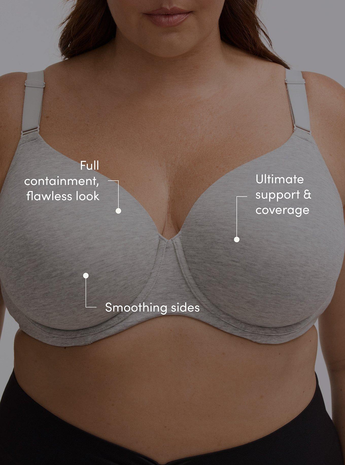 Full Coverage Lightly Lined Cotton Heather Bra, LIGHTEST HEATHER GREY, alternate