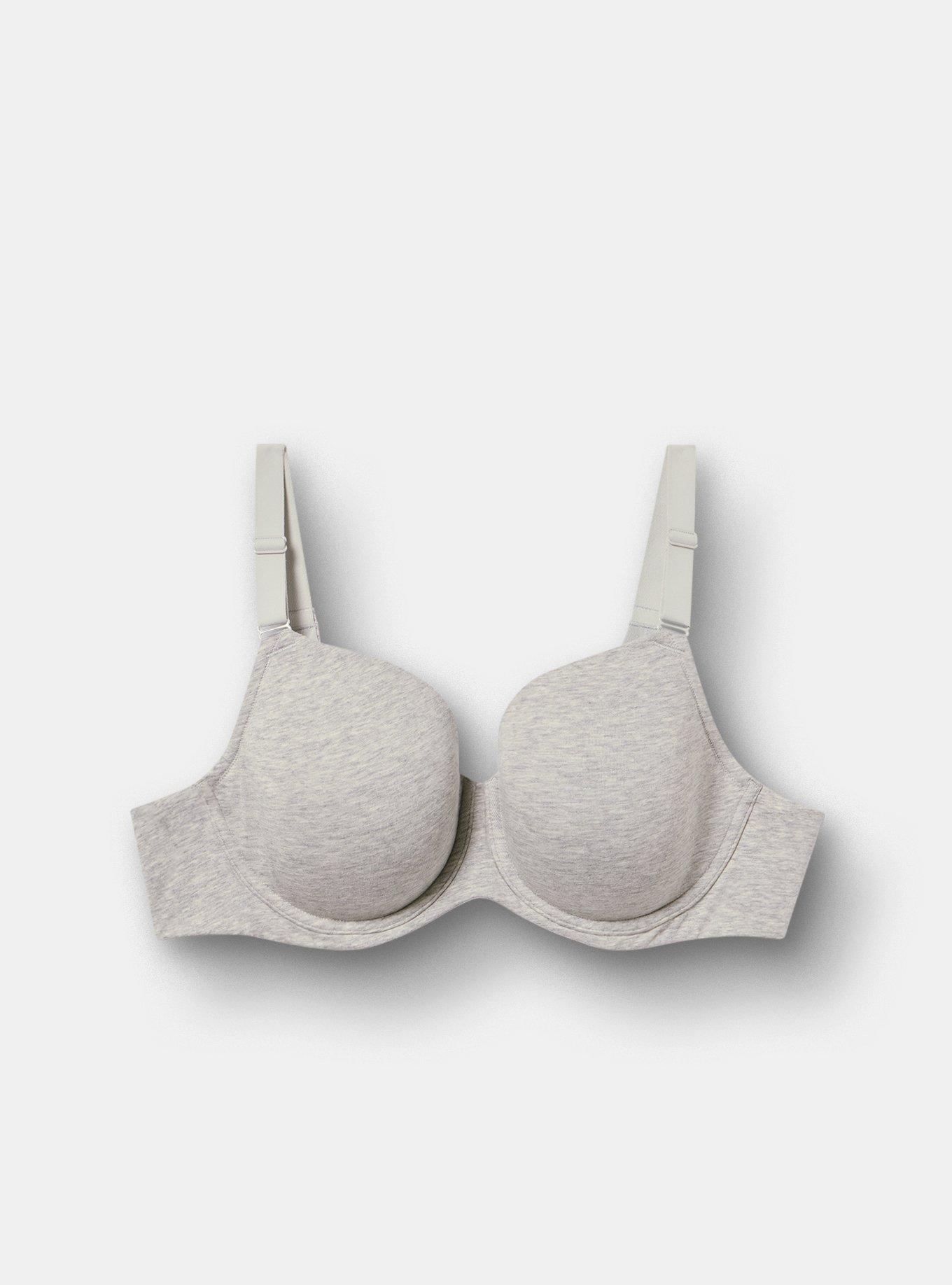 Full Coverage Lightly Lined Cotton Heather Bra, LIGHTEST HEATHER GREY, flat