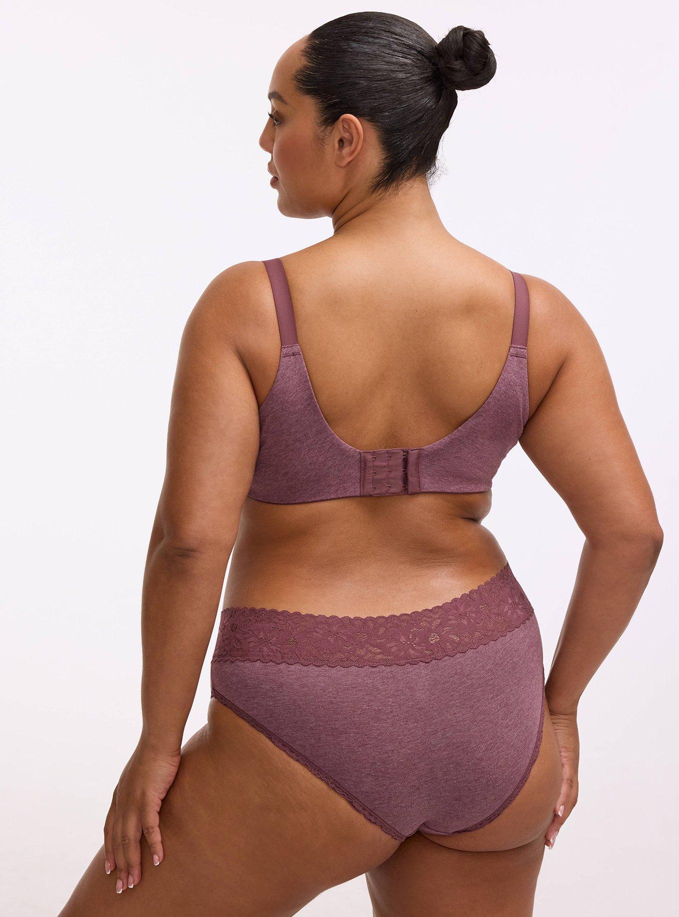 Full Coverage Lightly Lined Cotton Heather Bra, PLUM WINE HEATHER, alternate