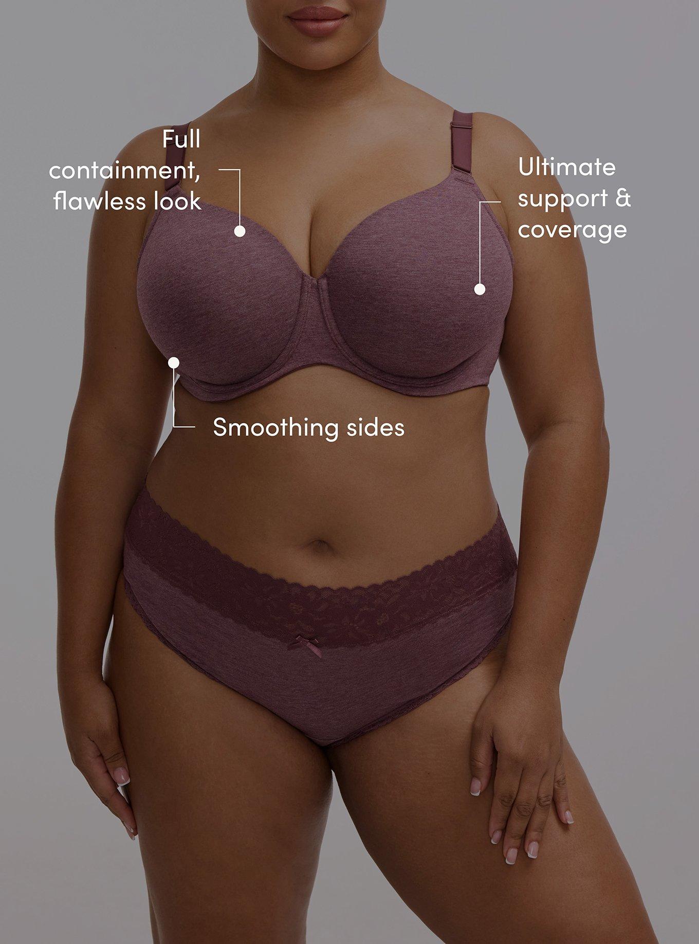 Full Coverage Lightly Lined Cotton Heather Bra, PLUM WINE HEATHER, alternate