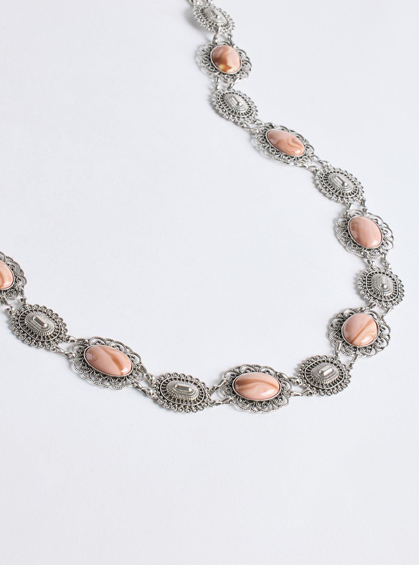 Stone Antique Chain Belt, SILVER, alternate