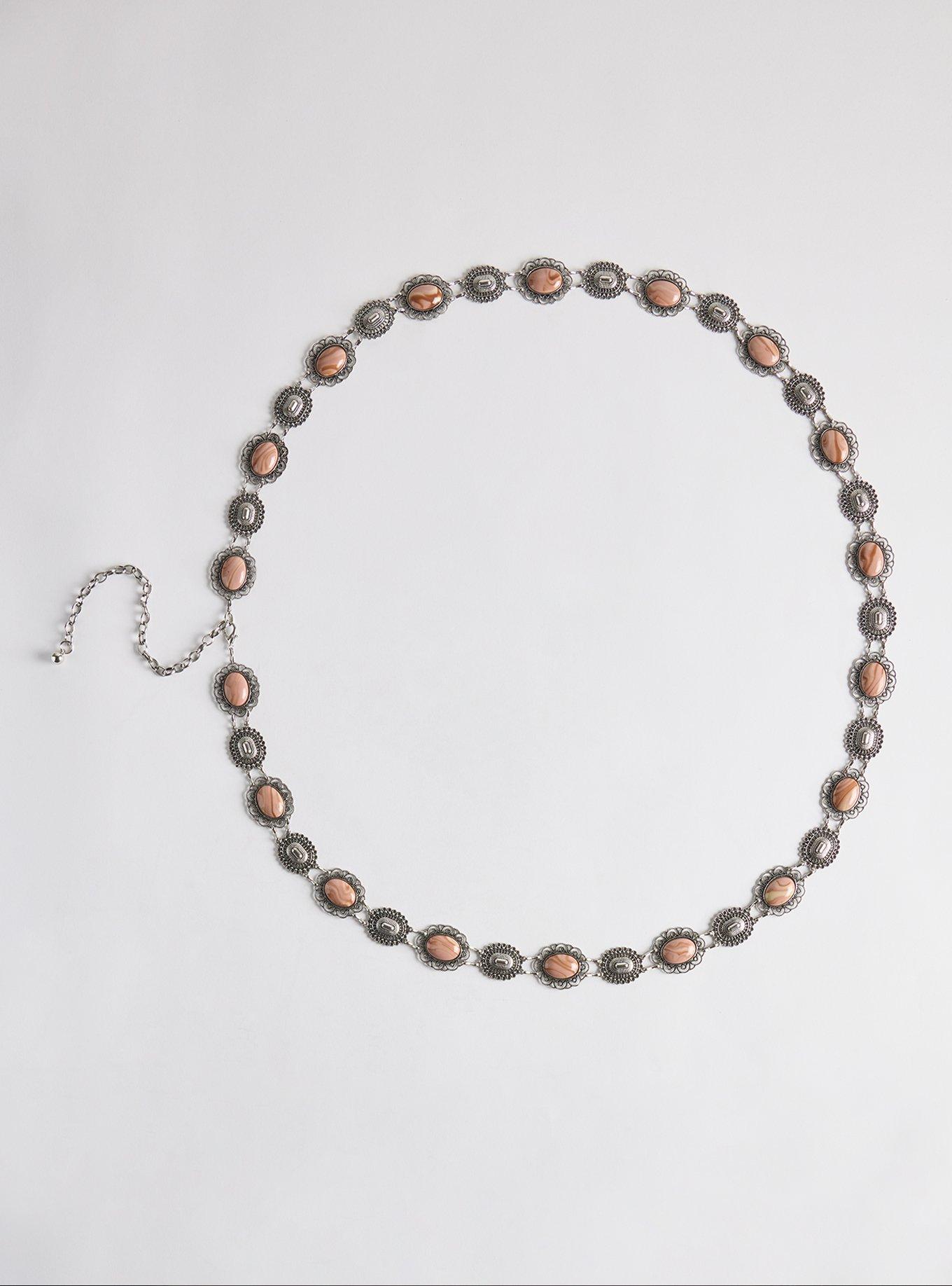 Stone Antique Chain Belt, SILVER, hi-res