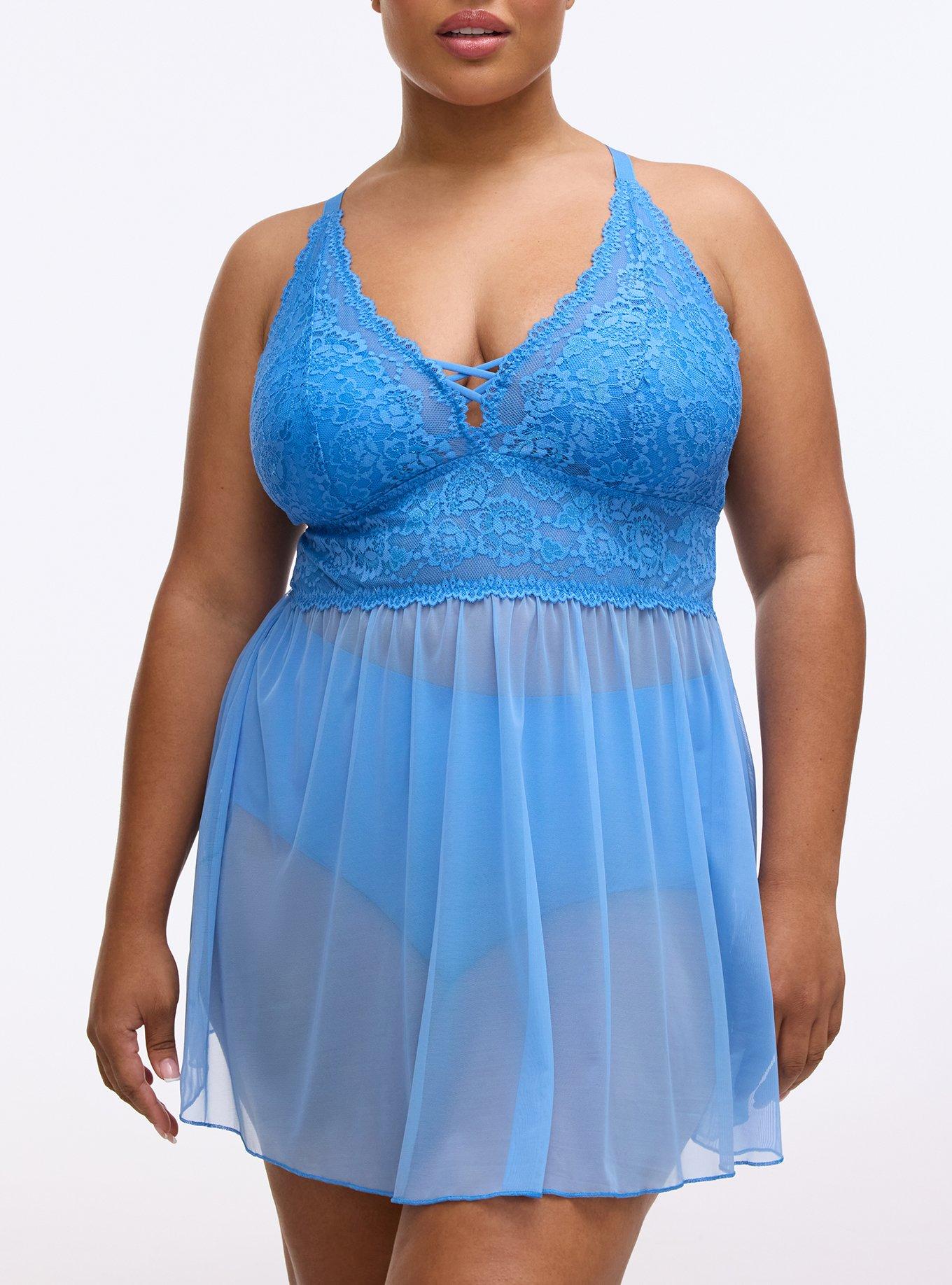 Simply Lace & Chiffon Babydoll, REGATTA, alternate