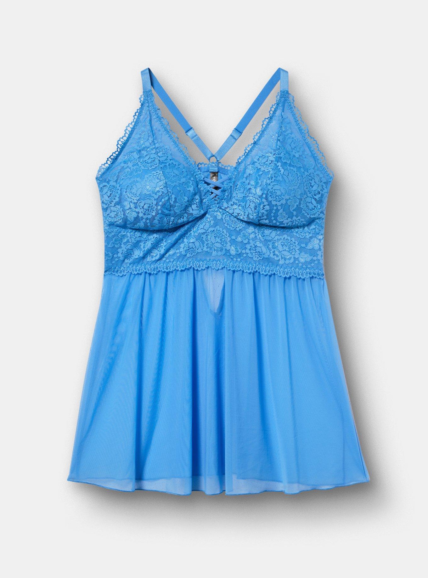 Simply Lace & Chiffon Babydoll, REGATTA, flat